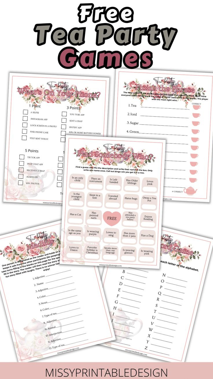 Free Printable Tea Party Games - Missyprintabledesign regarding Free Printable Tea Party Games For Adults