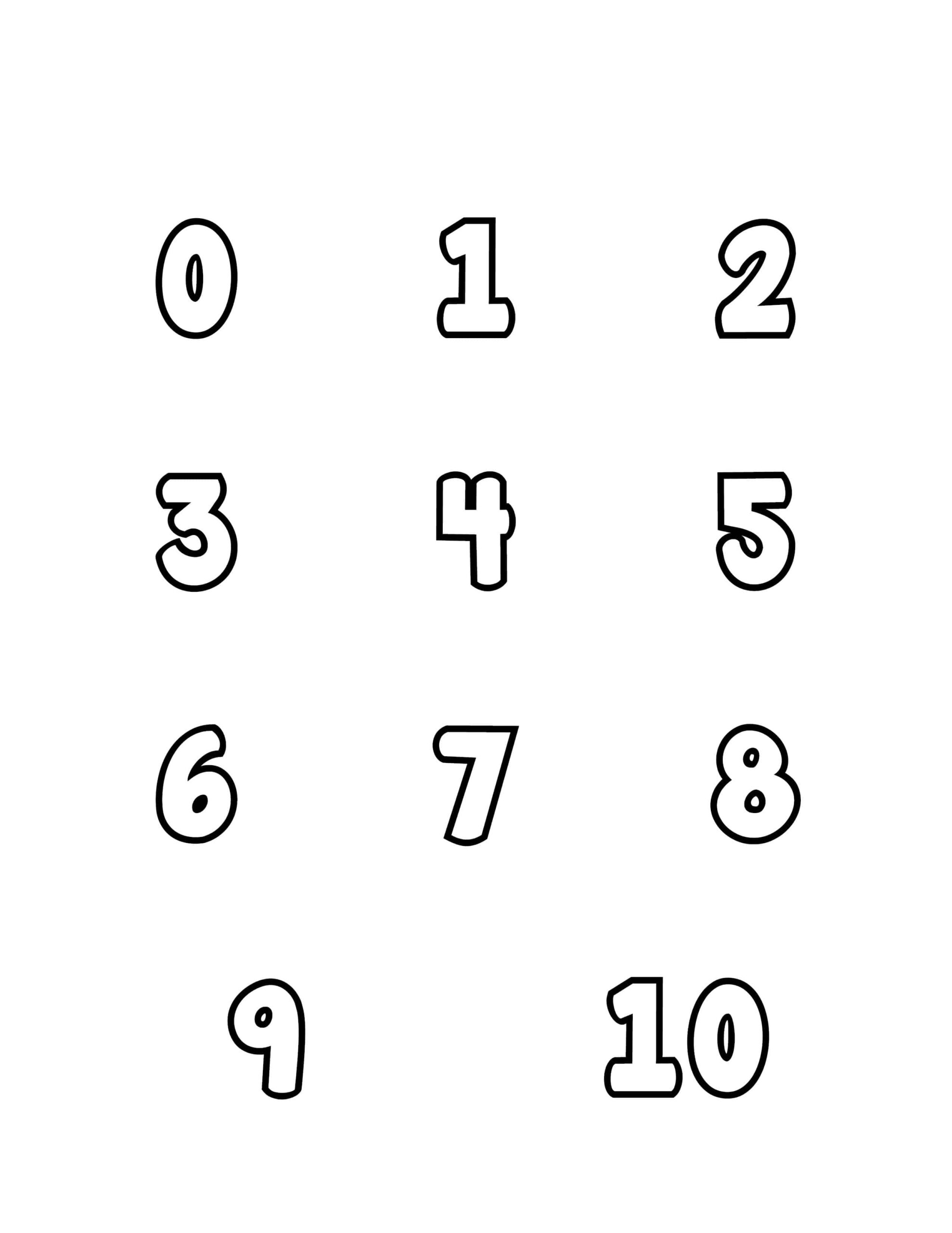 Free Printable Tracing Numbers: Bubble Numbers Set 0 To 10 in Printable Bubble Number Stencils