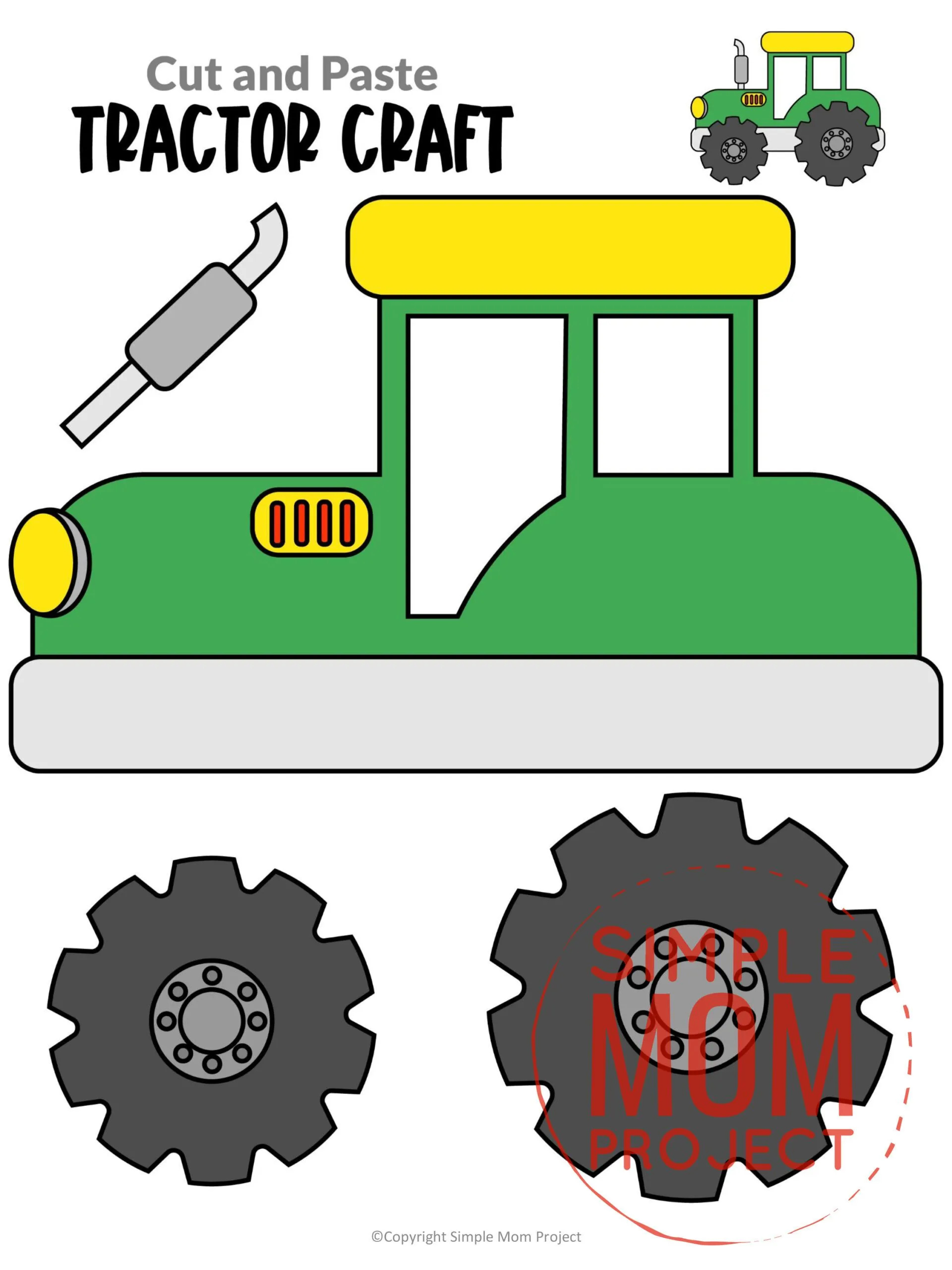 Free Printable Tractor Craft Template – Simple Mom Project intended for Free Printable Tractor Stencils