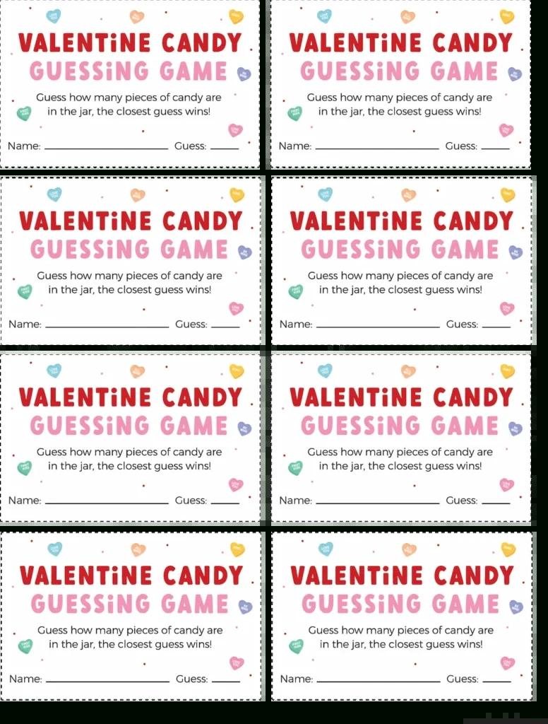 Free Printable Valentine Candy Heart Guessing Game - Favorite throughout Free Printable Guess How Many Candies