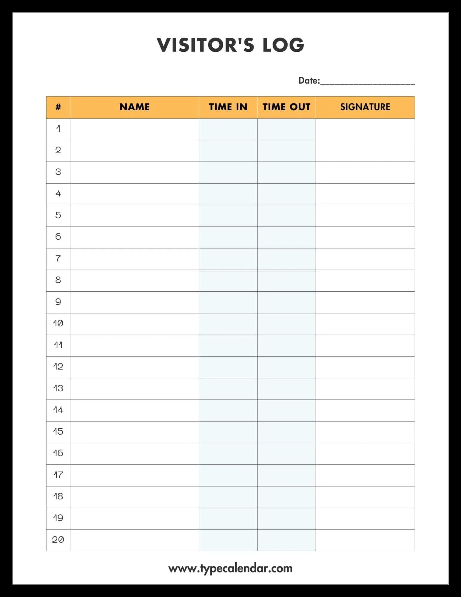 Free Printable Visitor Log Templates [Pdf, Word, Excel] School, Office in Free Printable Visitor Log Sheets