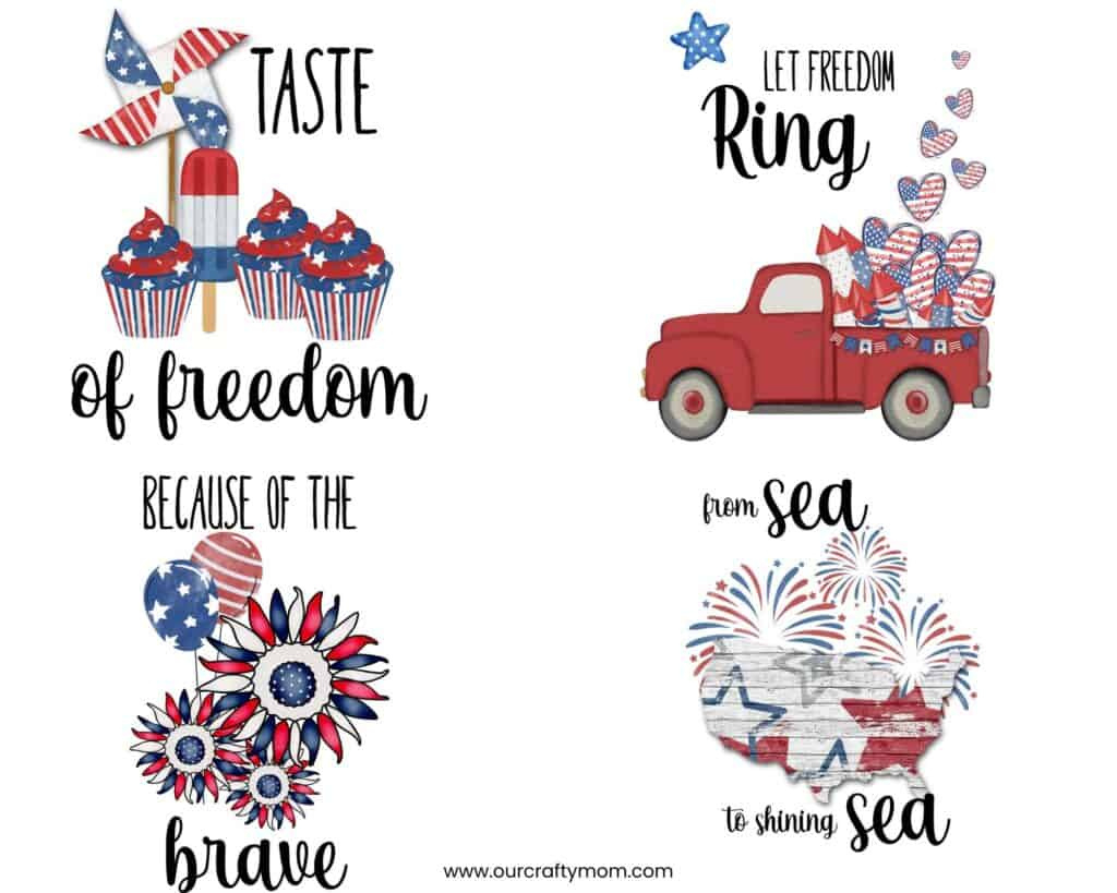 Free Printable Wall Art For 4Th Of July (Set Of 4 With Little Red with regard to Free Printable 4Th Of July Clipart