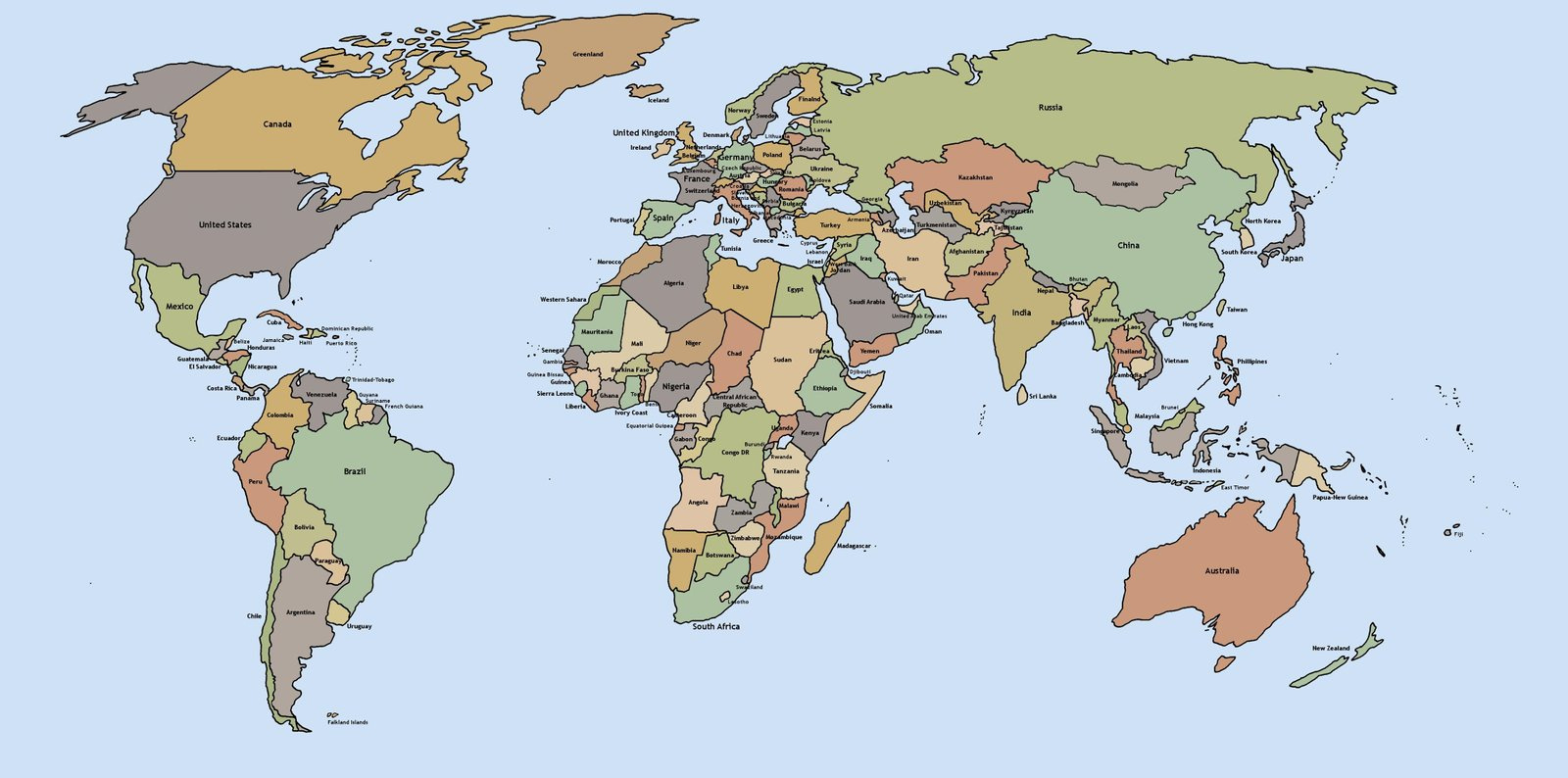 Free Printable World Map With Countries Template In Pdf with regard to A4 World Map Printable Free