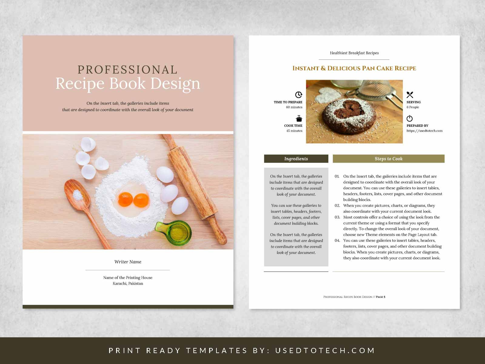 Free Professional Recipe Book Design In Microsoft Word with Free Editable Recipe Page Templates For Microsoft Word