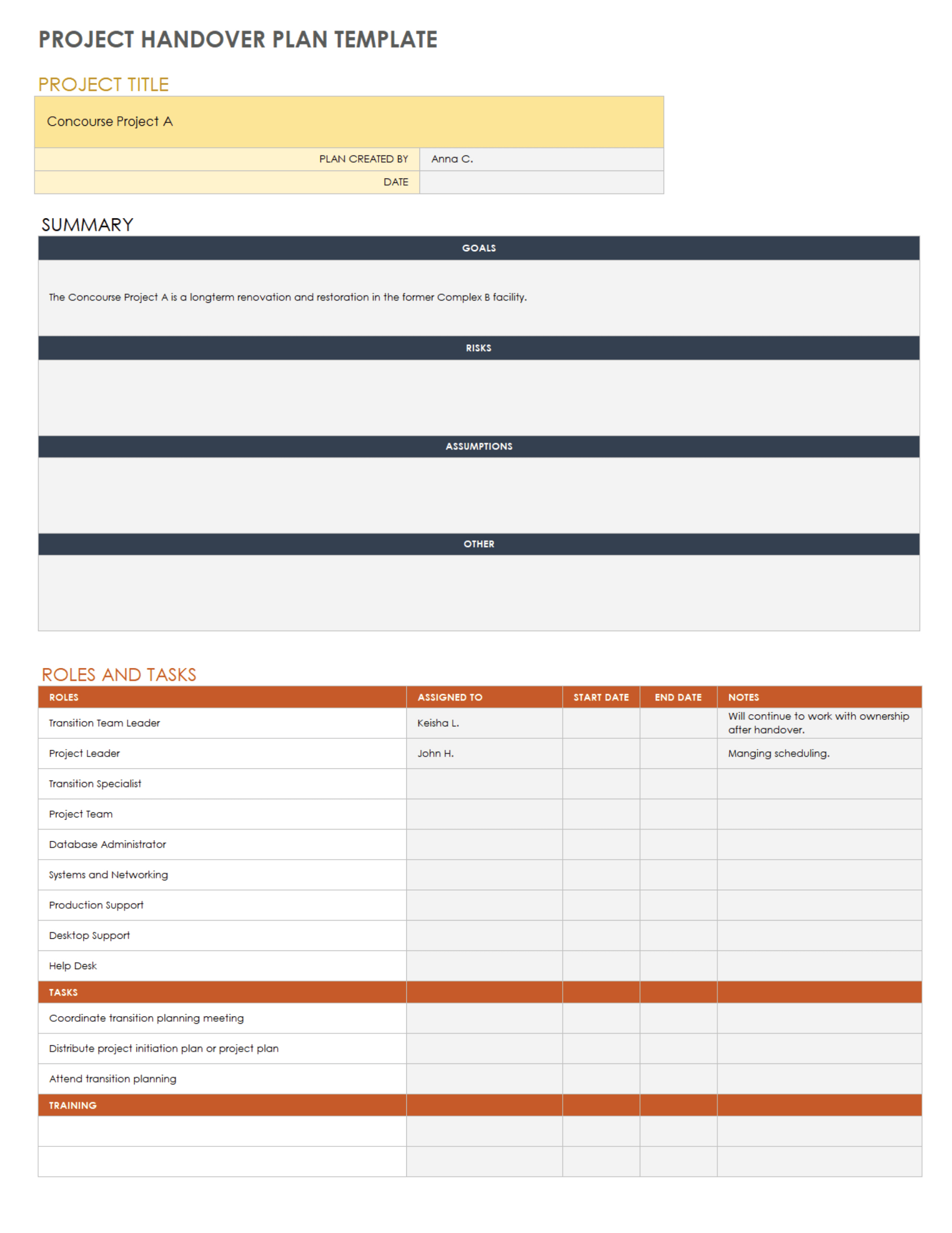 Free Project Handover Templates | Smartsheet with regard to Handover Document Template Free