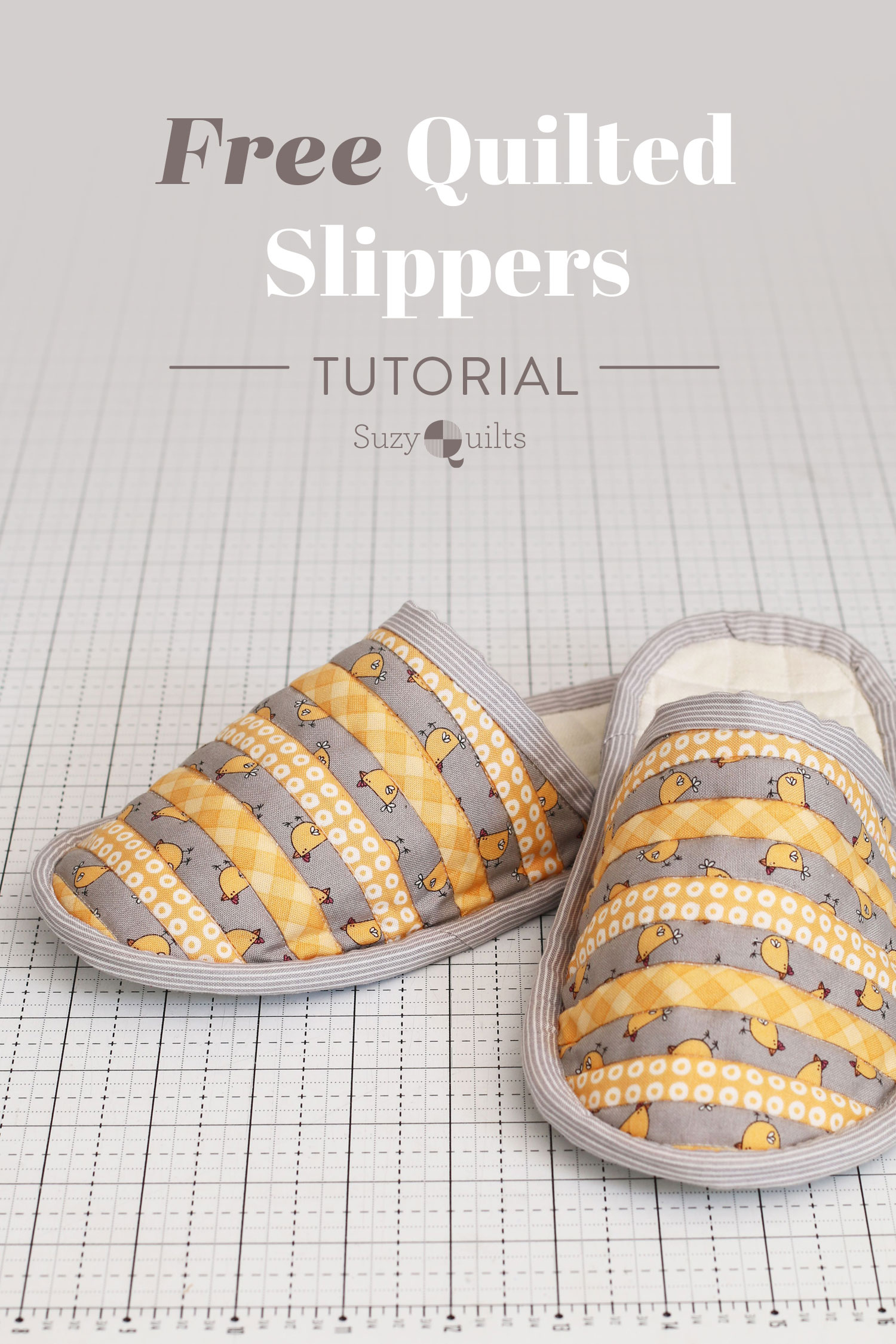 Free Quilted Slippers Tutorial - Suzy Quilts for Free Template Slipper Boot Sewing Pattern