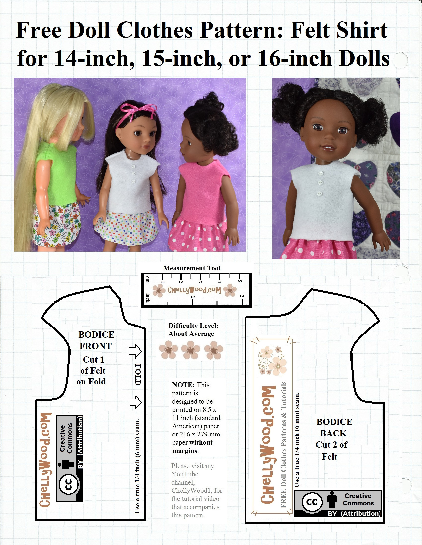 Free #Sewing Pattern For A #Felt Shirt To Fit 14 Inch, 15 Inch with regard to Free Printable 16 Inch Doll Clothes Patterns