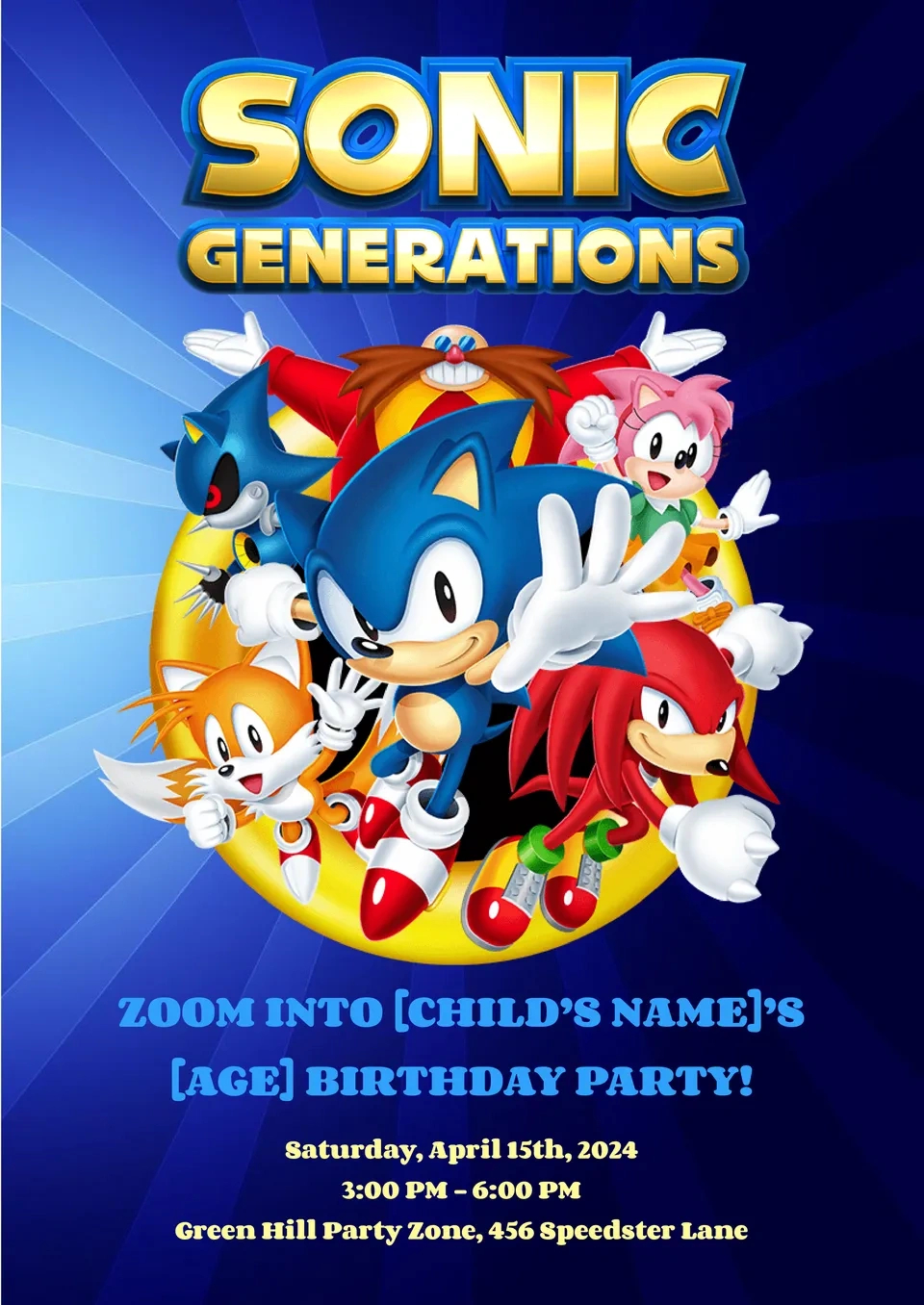 Free Sonic Birthday Invitation Template For Google Docs intended for Free Printable Sonic the Hedgehog Party Invitations