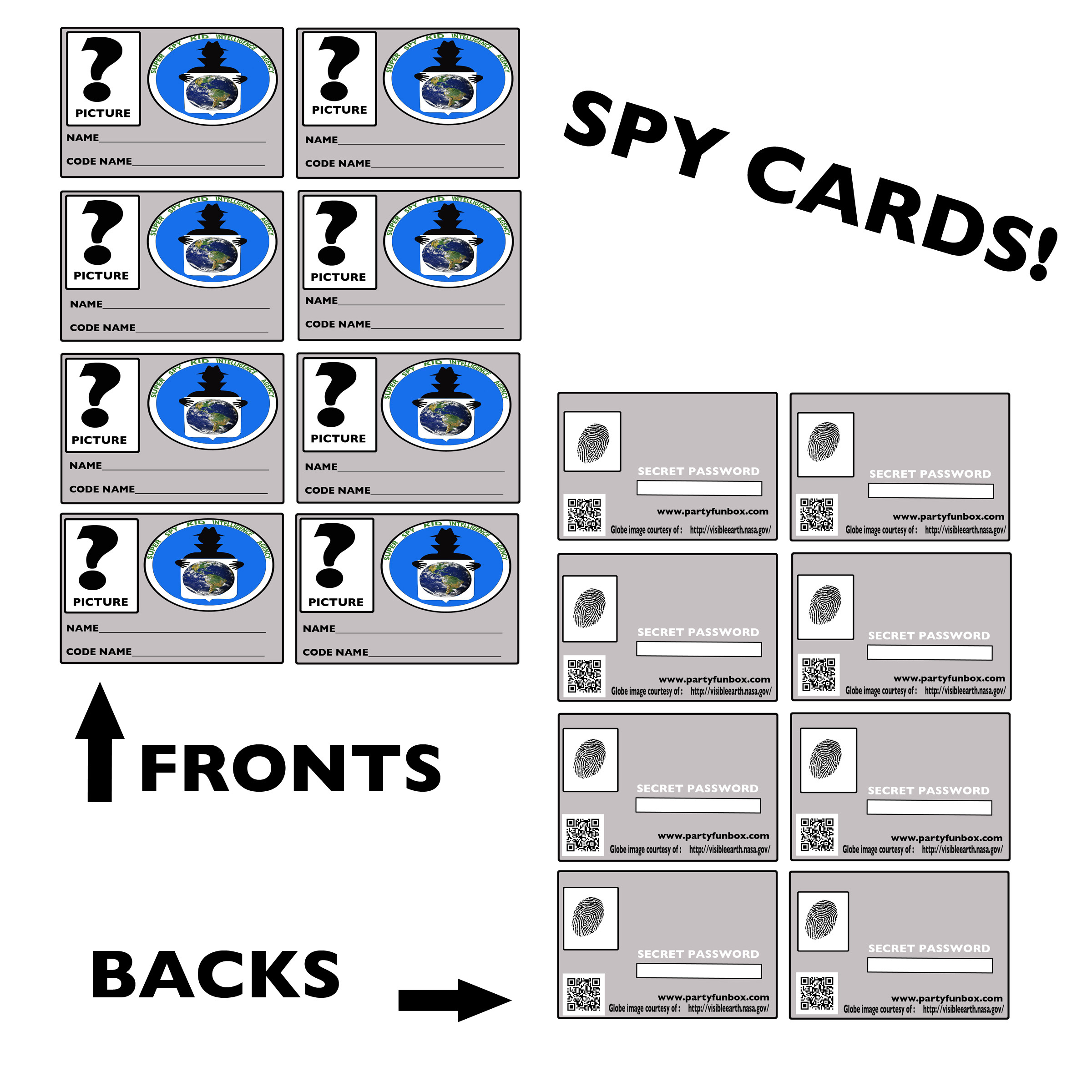 Free Spy Party Printables – Party Fun Box with Free Printable Spy Id Cards