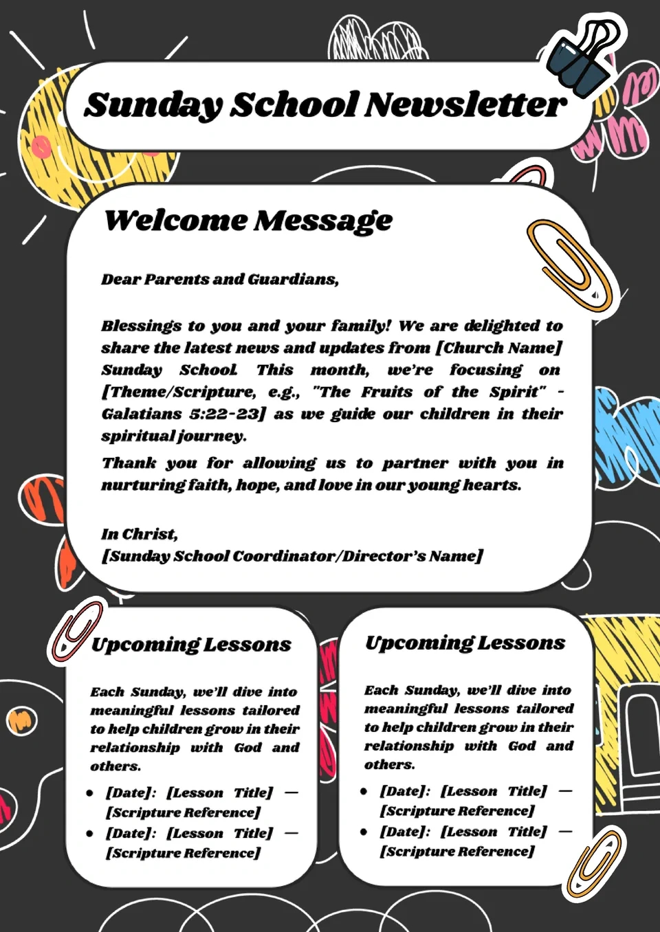 Free Sunday School Newsletter Template For Google Docs regarding Childrens Ministry Newsletter Template Free