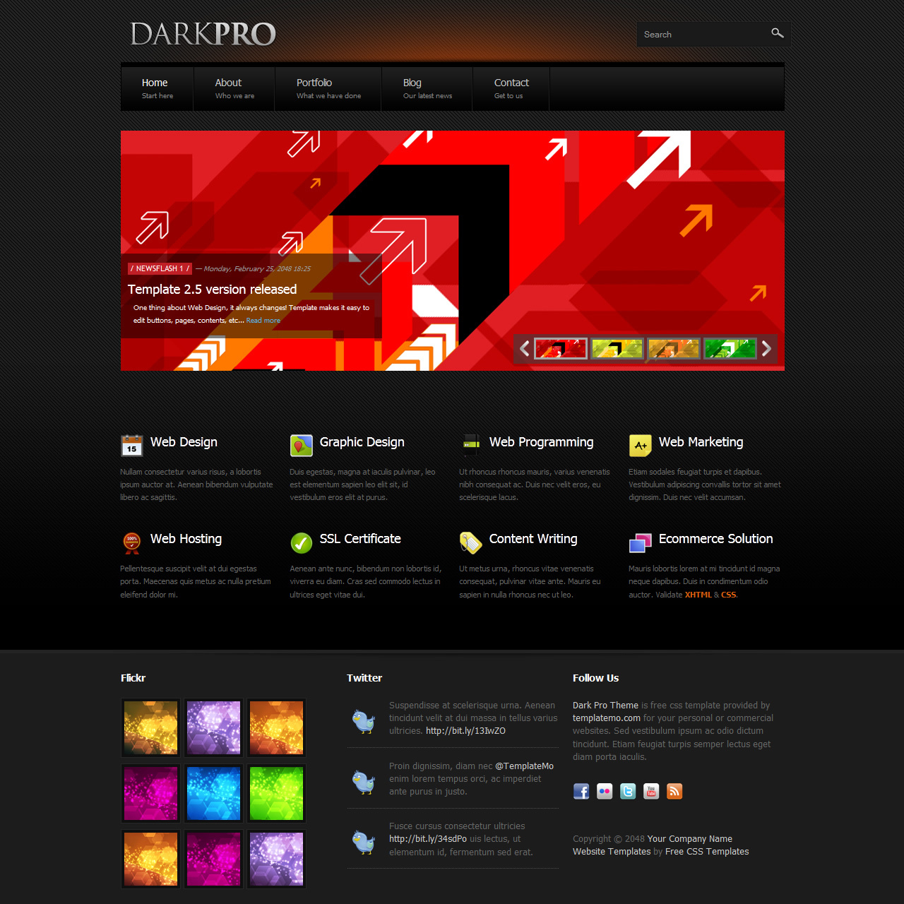 Free Template 347 Dark Pro intended for Free Black Html Website Templates