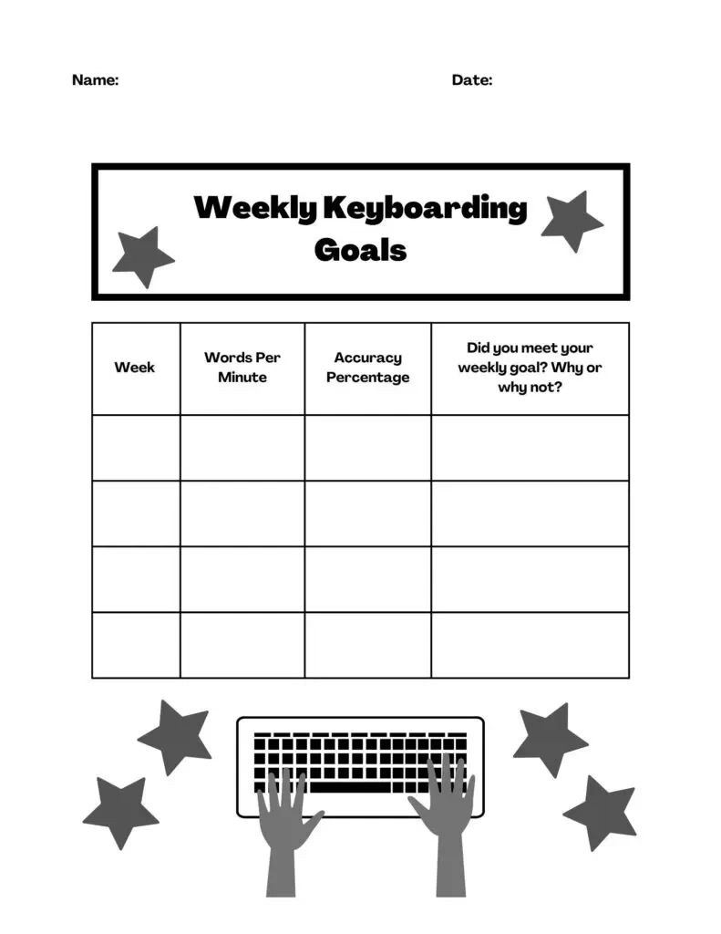 Free Typing Goals Printable Worksheets - Hess Unacademy pertaining to Free Printable Typing Worksheets