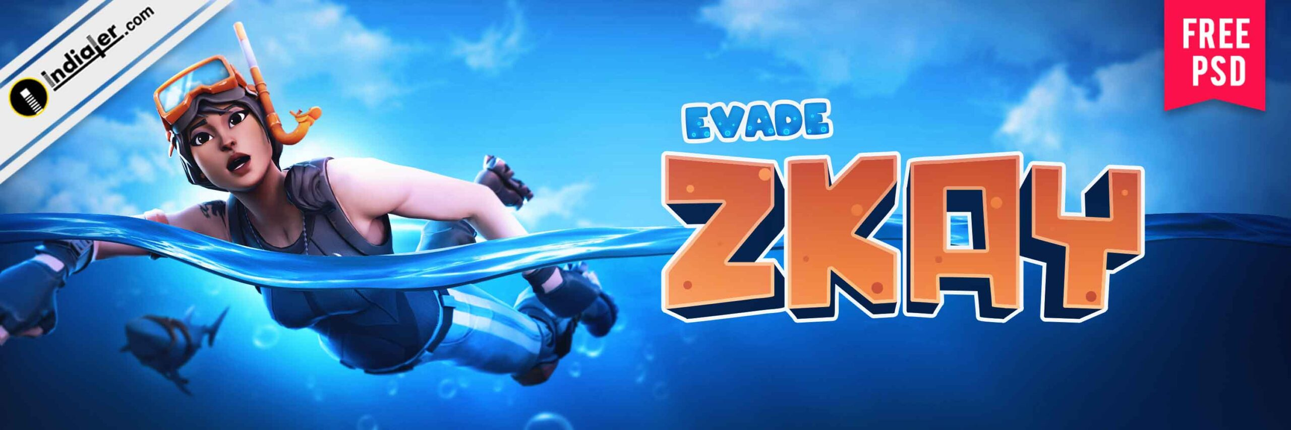Free Underwater Fortnite Game Cover Banner Psd Template - Indiater regarding Free Fortnite Banner Template