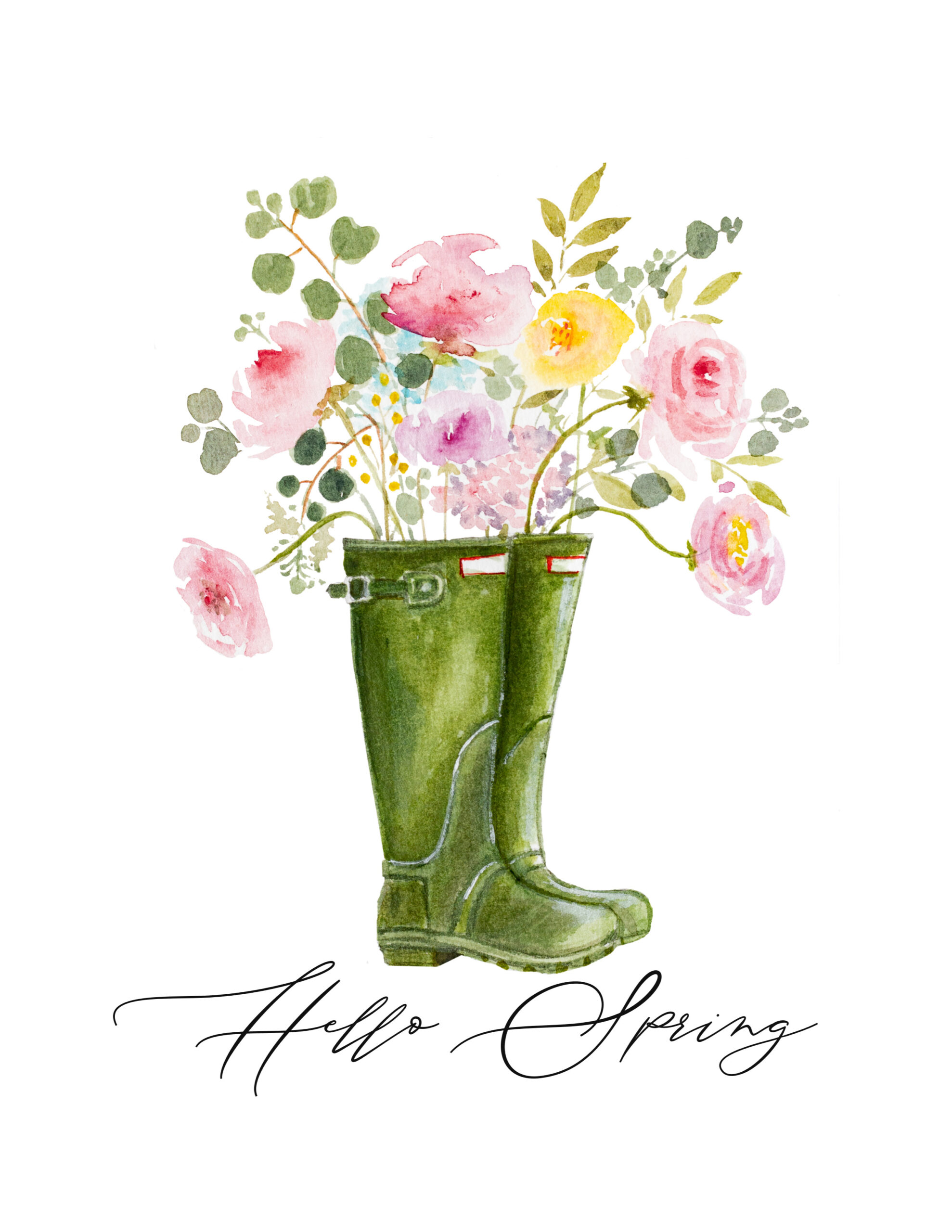 Free Watercolor Spring Printable with Free Printable Watercolor Pictures to Paint