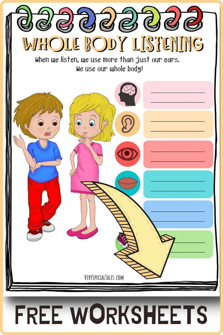 Free) Whole Body Listening Worksheets in Whole Body Listening Free Printables
