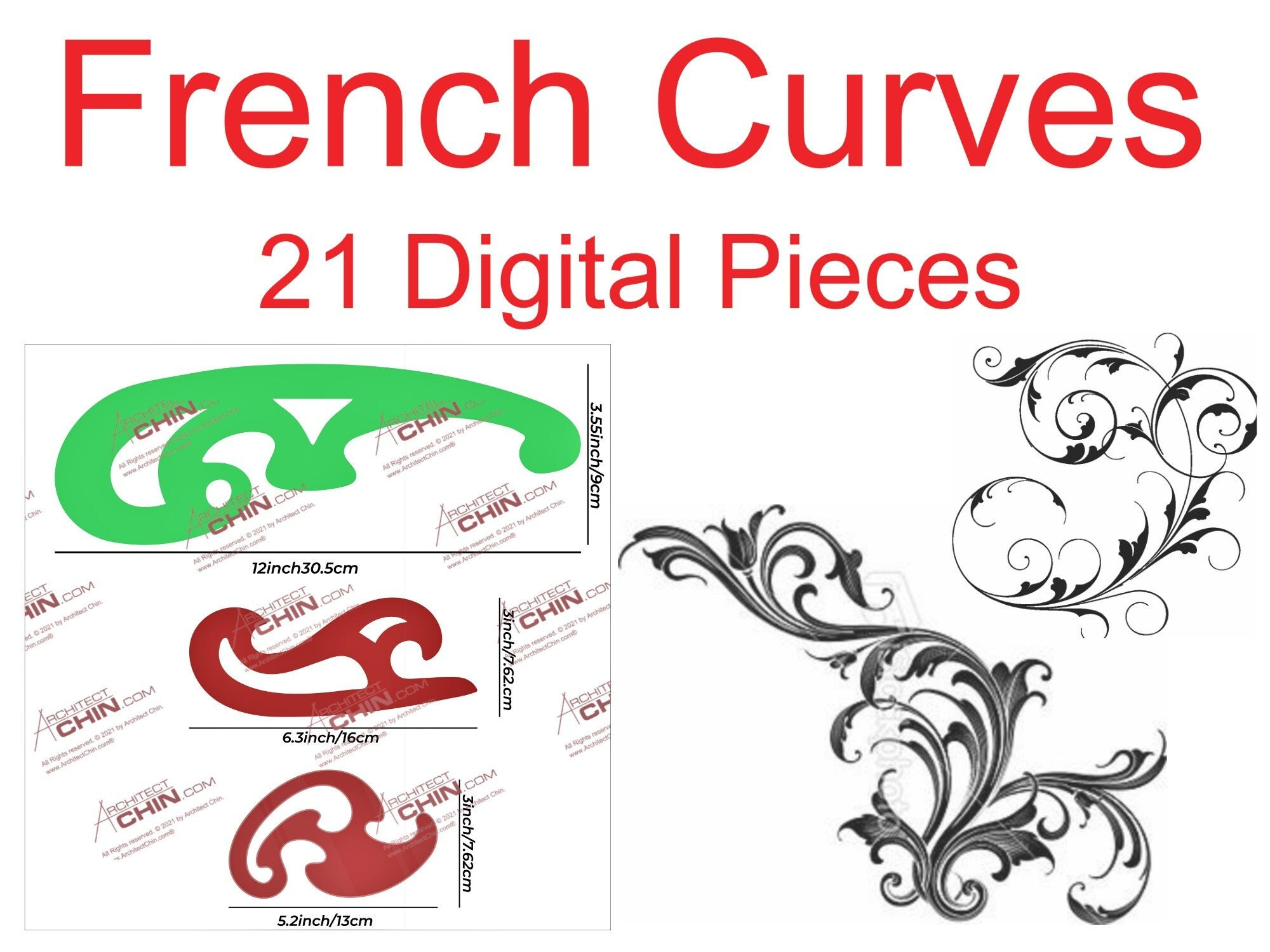 French Curves, 21 Pieces Curve Rulers, Templates, Printable with Printable French Curve Stencil