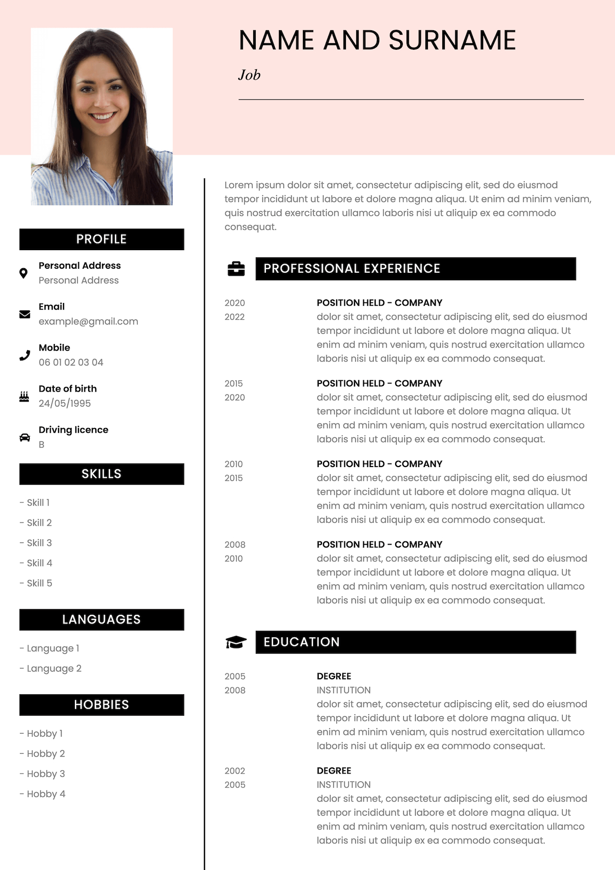 French Cv : Create And Download A French Cv Template within French Cv Template Free Download