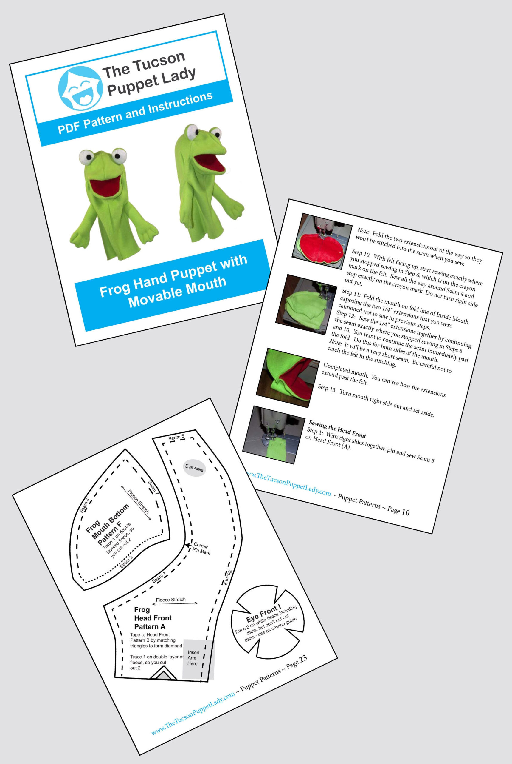 Frog Puppet Sewing Pattern - Etsy Canada intended for Printable Kermit The Frog Puppet Pattern