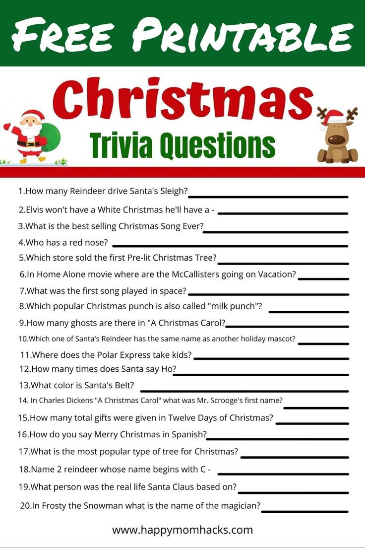 Fun Family Christmas Quiz Questions &amp;amp; Answers -Free Printable for Christmas Trivia Questions Free Printable