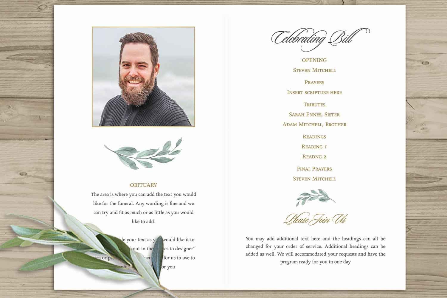 Funeral Program Template Celebration Of Life Obituary Memorial Or with regard to Free Printable Celebration of Life Program Template