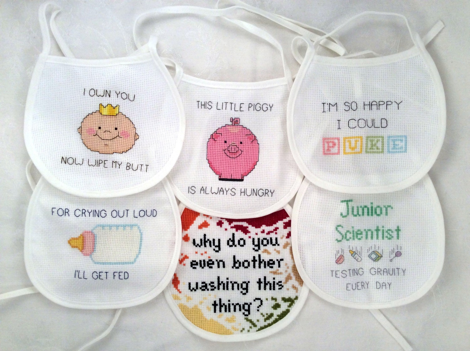 Funny Baby Bib Cross Stitch Pattern Bundle Pack, Pdf Pattern with regard to Free Printable Cross Stitch Patterns Bibs