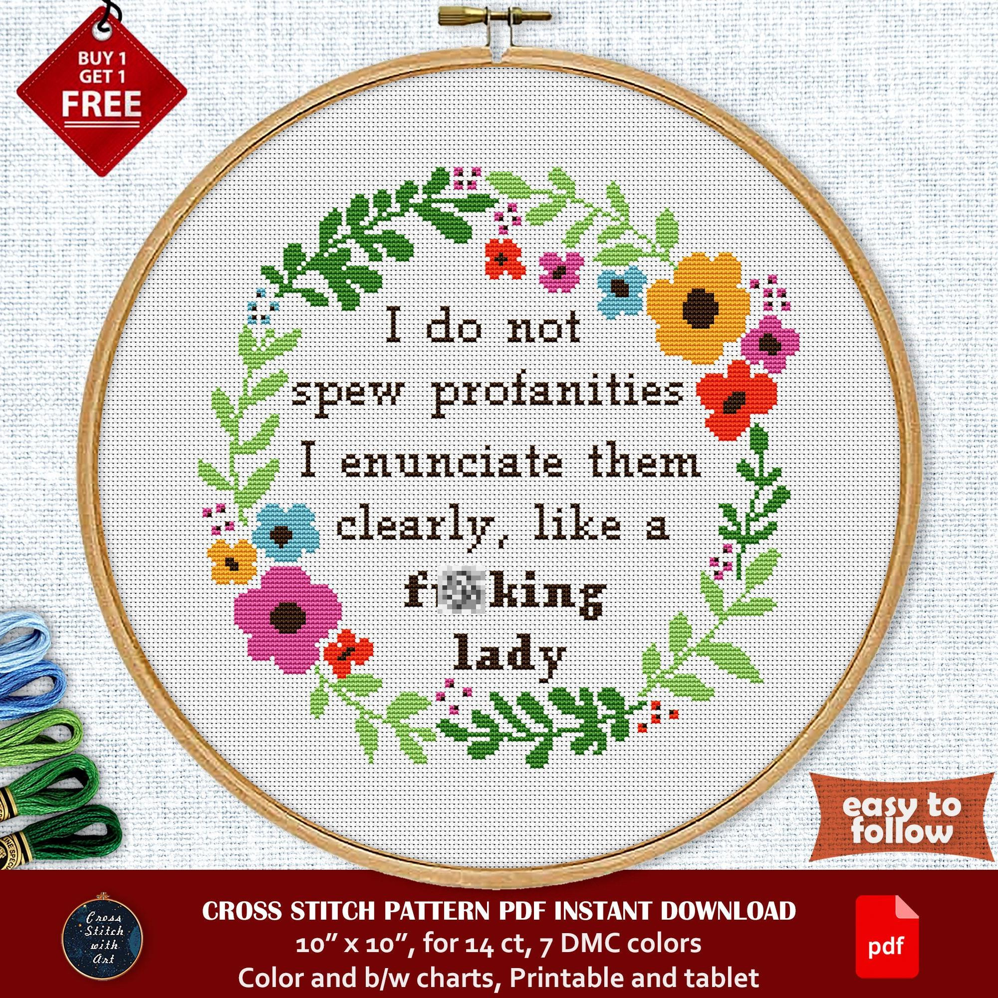 Funny Cross Stitch Pattern. Spew Profanities. Funny Cross Stitch inside Free Printable Funny Cross Stitch Patterns