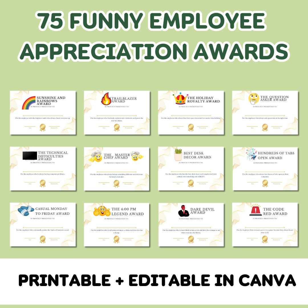 Funny Employee Appreciation Award Certificates - 75 Printable with regard to Funny Awards For Employees Free Printables