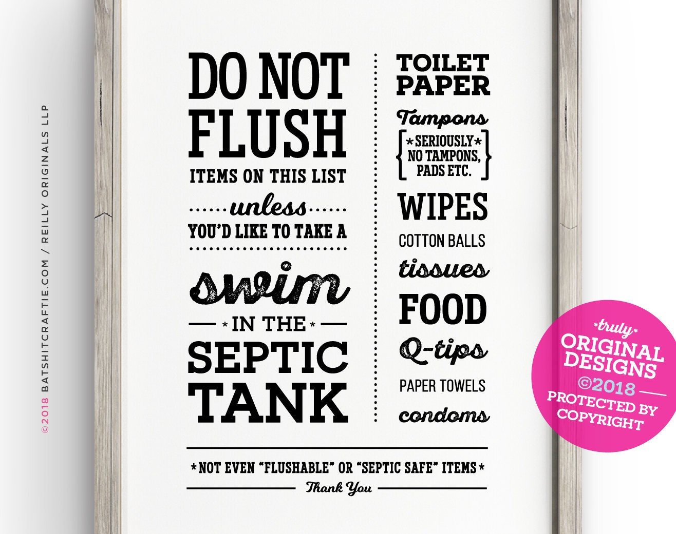 Funny Septic System Sign Printable ~ Do Not Flush Toilet Paper with Free Printable Septic Signs