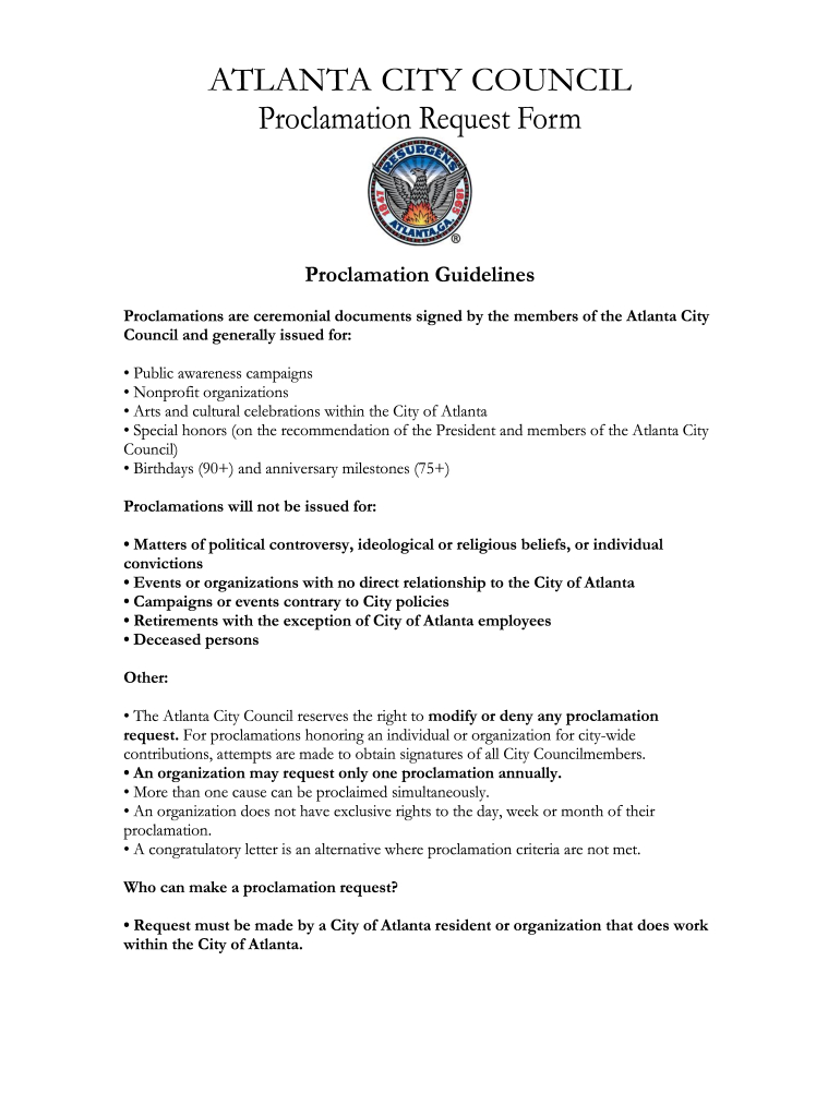 Ga Proclamation Request Form - Fill Online, Printable, Fillable inside Proclamation Templates Free