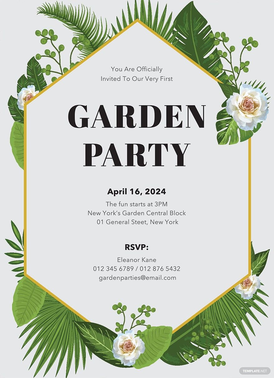 Garden Party Invitation Template In Word, Publisher, Psd within Garden Party Flyer Templates Free