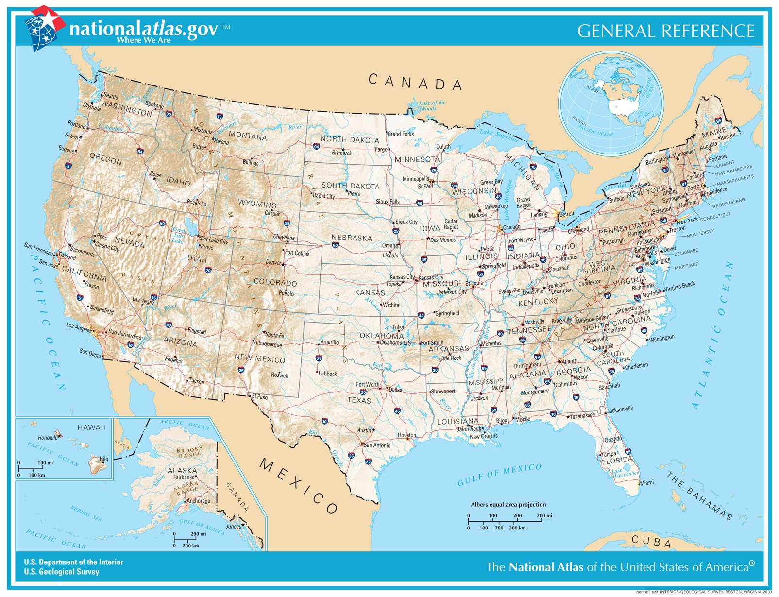 General Reference Printable Map | U.s. Geological Survey in Free Printable USA Map