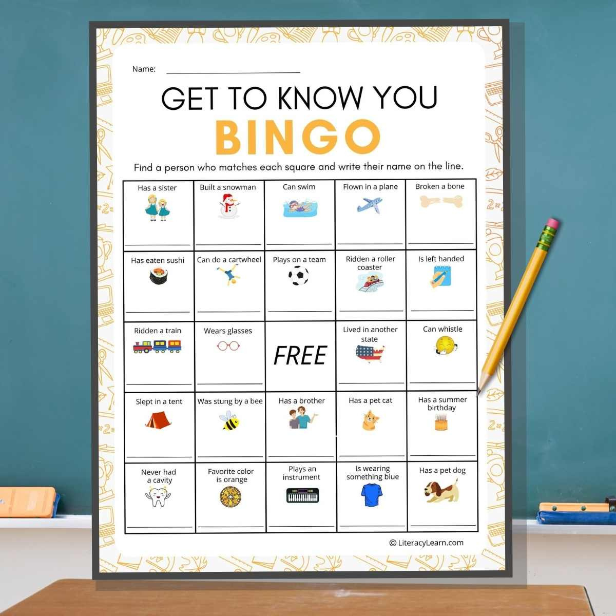 Get To Know You Bingo For Kids - Free Printable - Literacy Learn with Get To Know You Bingo Free Printable
