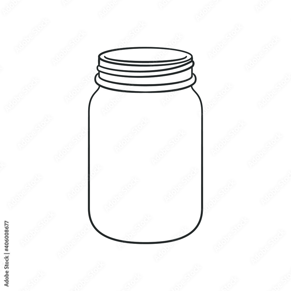 Glass Mason Jar Outline Line Art Clip Art Template. Simple Flat pertaining to Free Printable Mason Jar Template