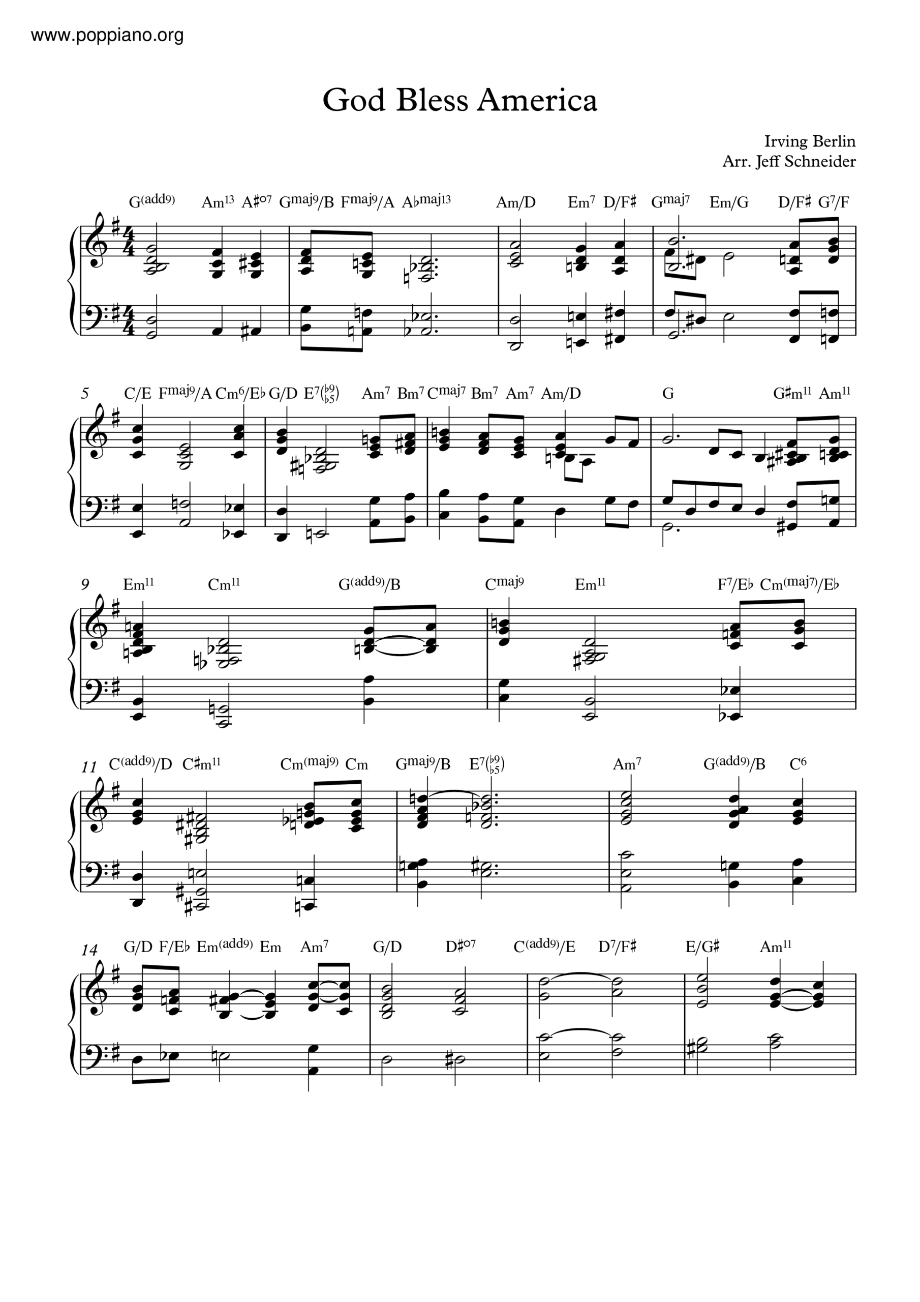 God Bless America Sheet Music For Piano (Solo) Easy | Musescore within Free Printable God Bless America Sheet Music