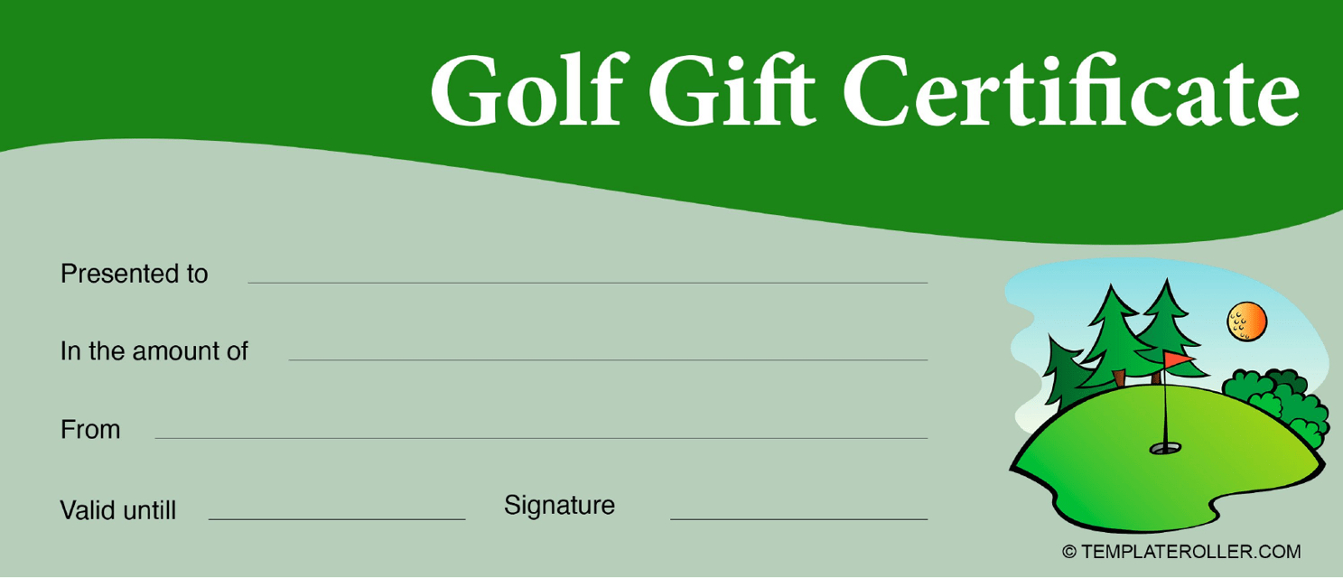 Golf Gift Certificate Template - Green Download Printable Pdf with Free Printable Golf Certificates