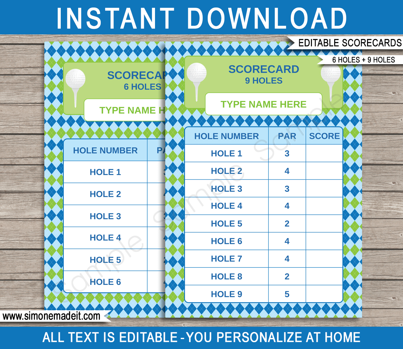 Golf Scorecards Template - Blue/Green inside Free Printable Golf Scorecards
