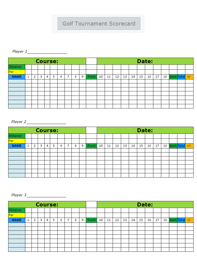Golf Tournament Scorecard Template | Mydraw intended for Free Printable Golf Scorecards