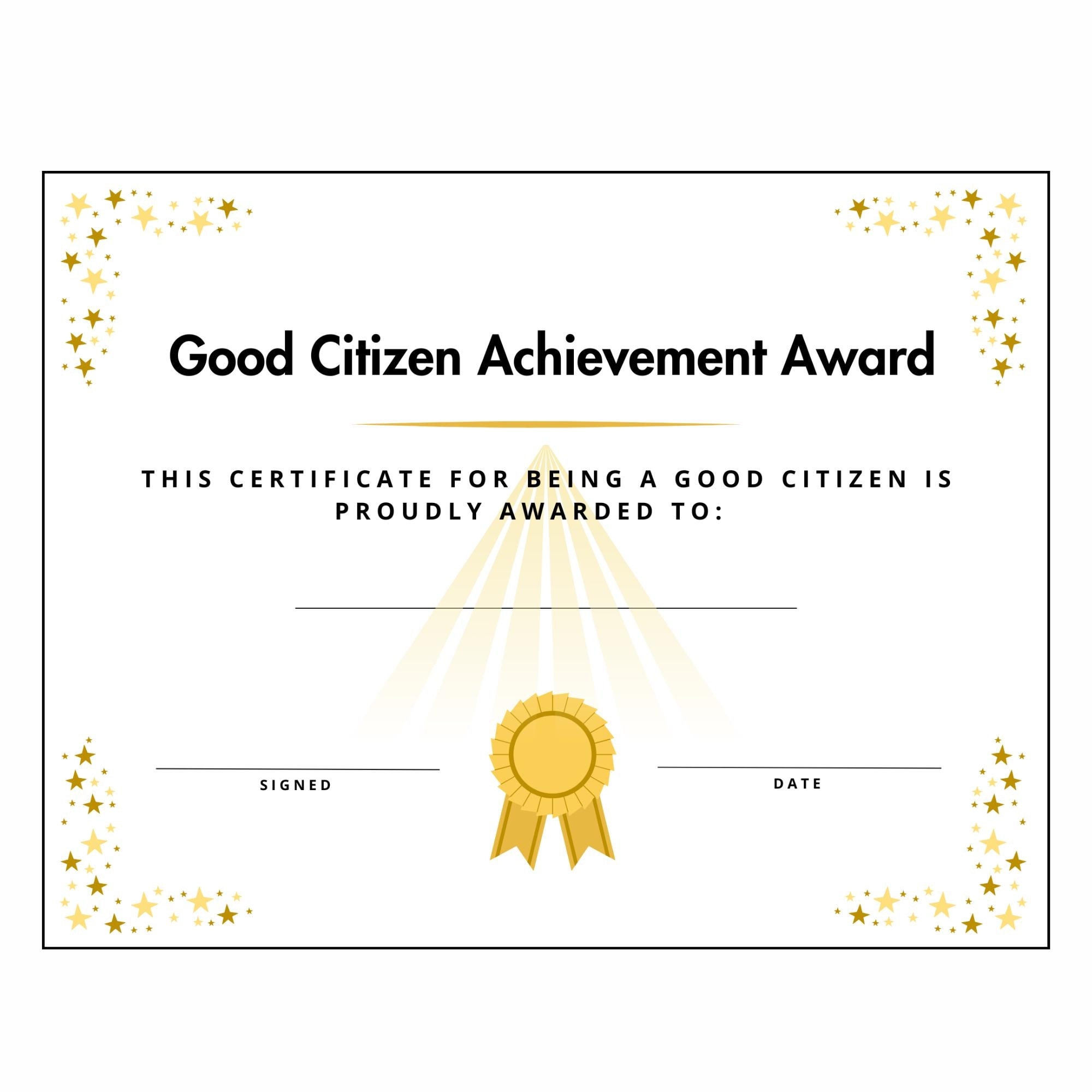Good Citizen Achievement Award For Any Age Or Grade Level Instant intended for Free Printable Good Citizen Certificates