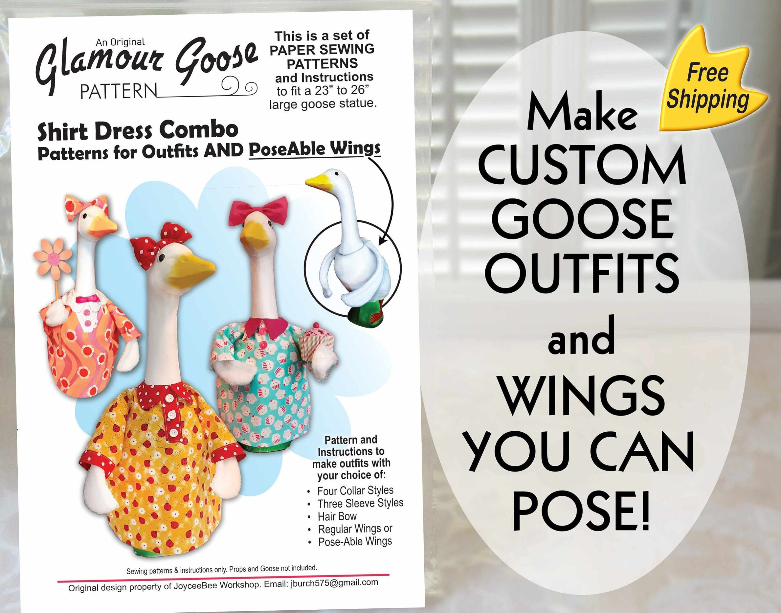 Goose Clothes Pattern For Shirt Dress &amp;amp; Poseable Wings - Etsy.de with Printable Goose Clothes Patterns