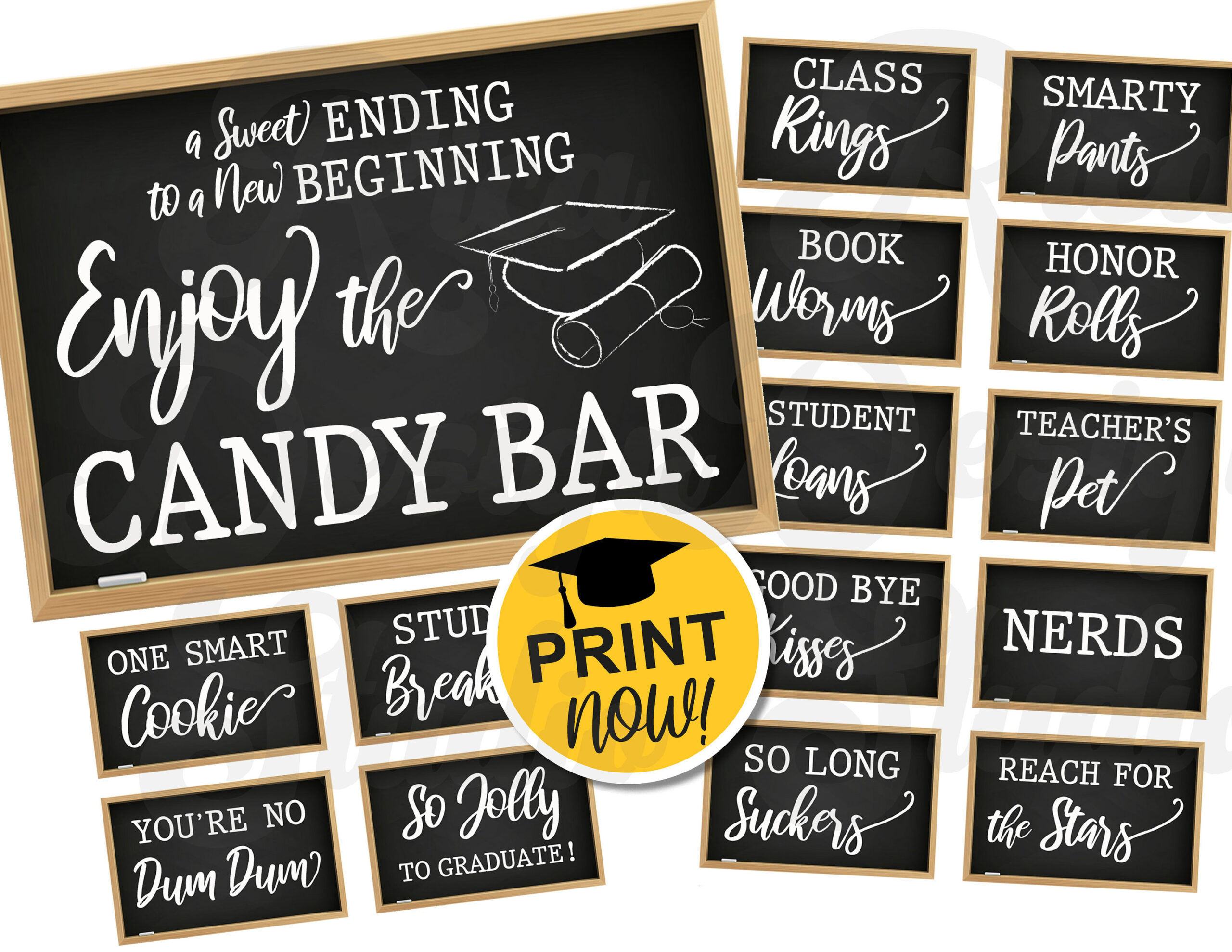 Graduation Candy Bar Signs Printable - 2024 Grad Party Decoration in Free Printable Graduation Candy Signs