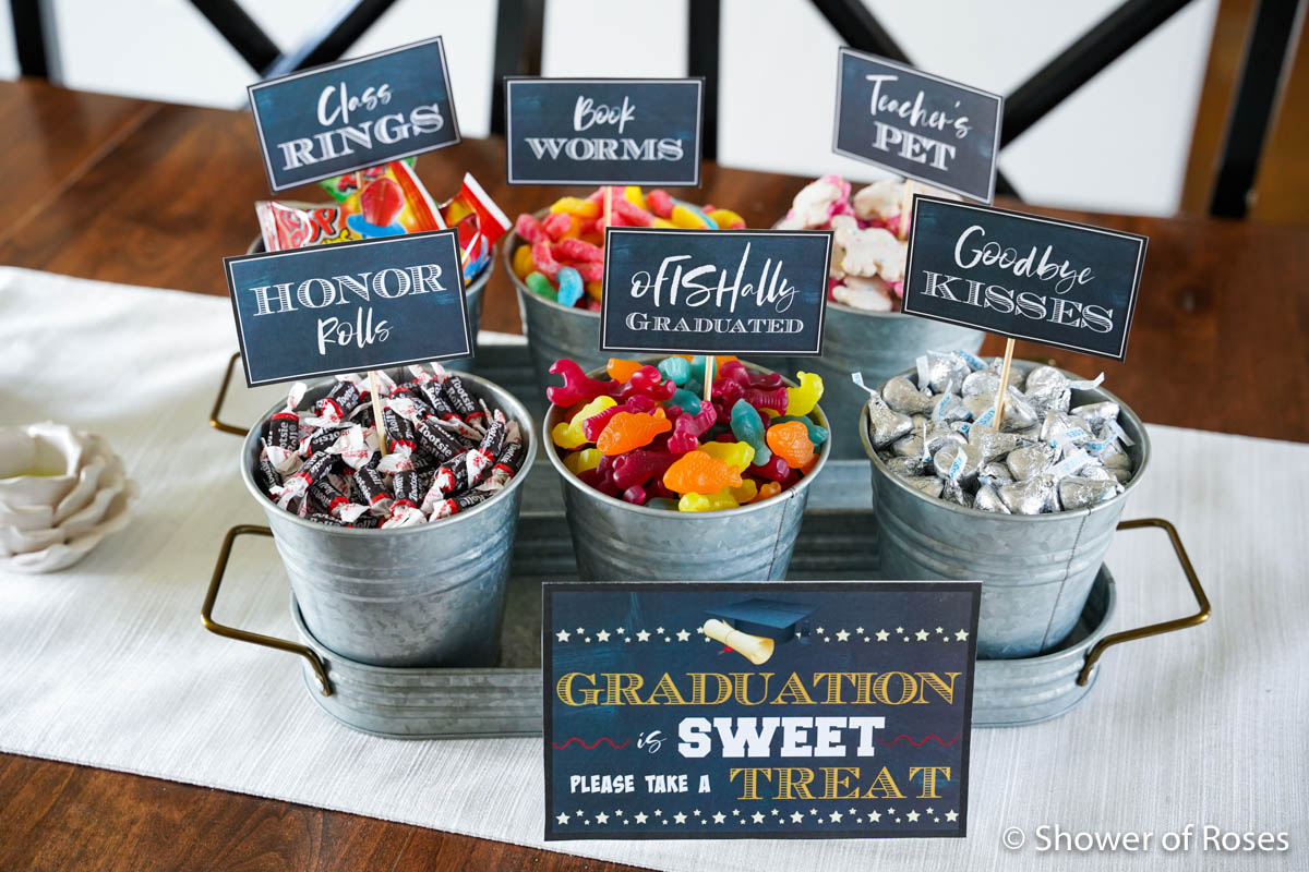 Graduation Party Candy Buffet {More Printables} - Shower Of Roses Blog throughout Graduation Candy Buffet Free Printables
