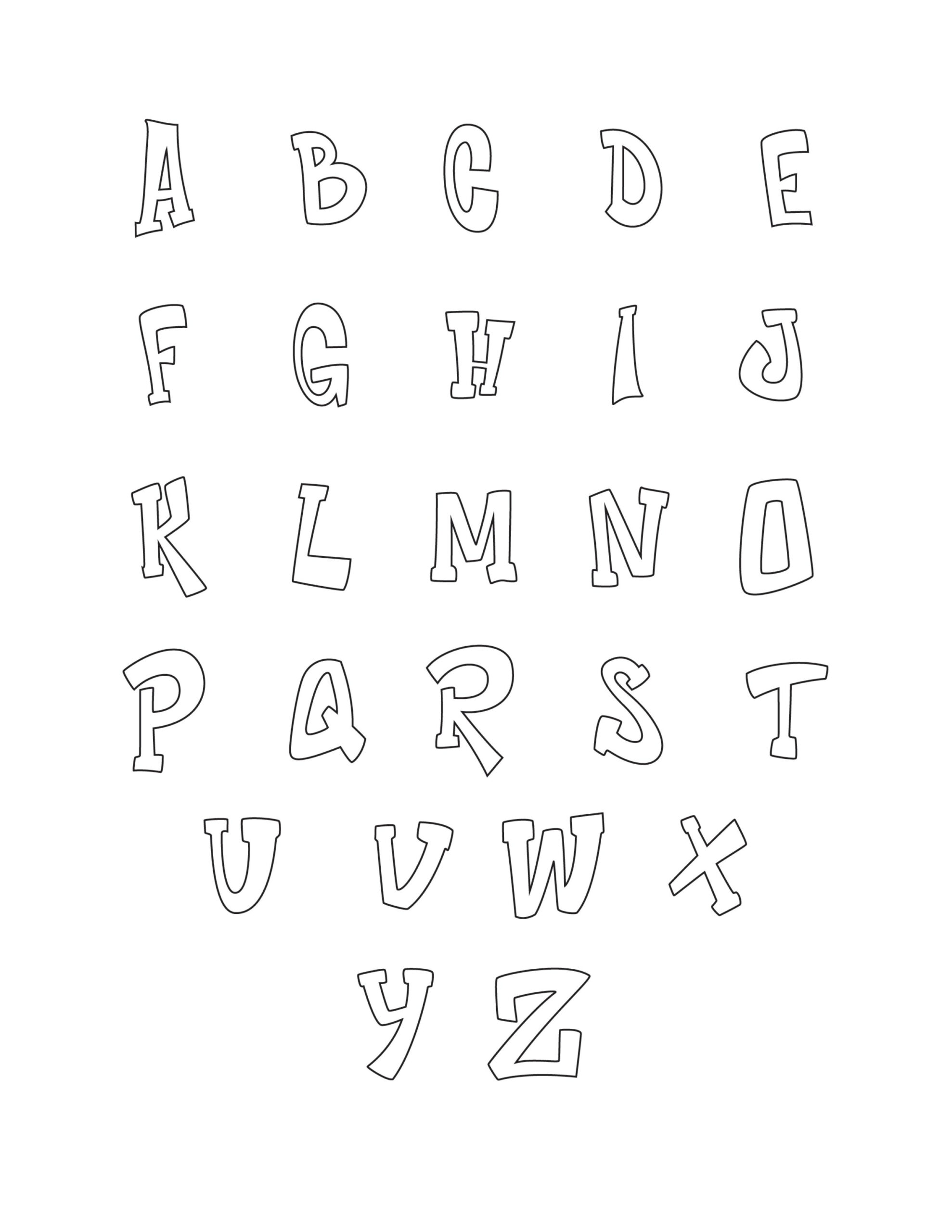 Graffiti Bubble Letters Alphabet Printable with Free Printable Graffiti Letter Stencils