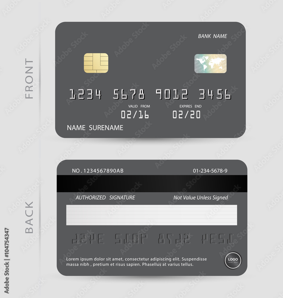 Gray Credit Debit Card Design Template,To Adapt Idea For throughout Free Debit Card Design Template