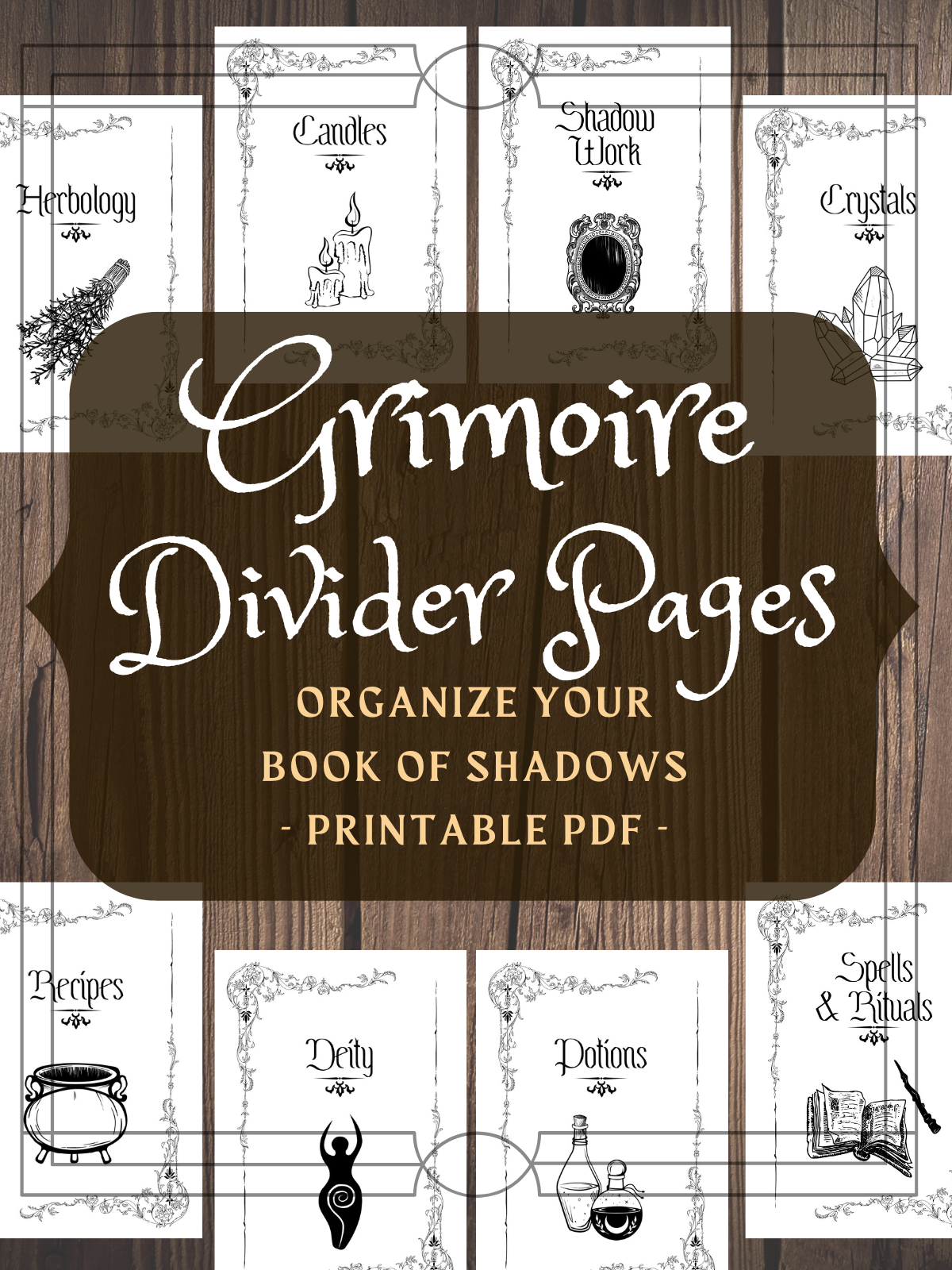 Grimoire Divider Pages: Title Inserts regarding Book of Shadows Free Printables