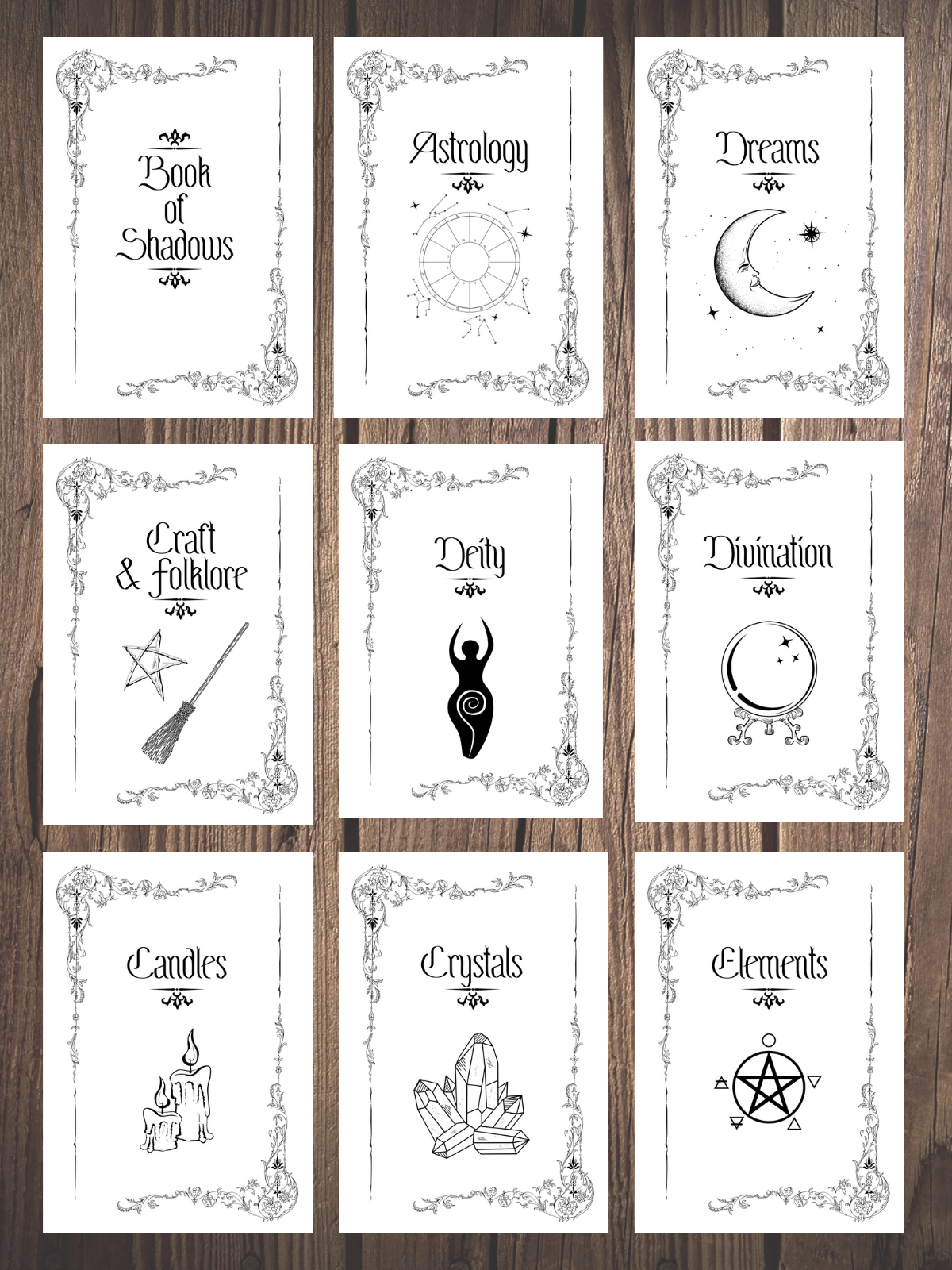 Grimoire Divider Pages: Title Inserts with regard to Book of Shadows Free Printables