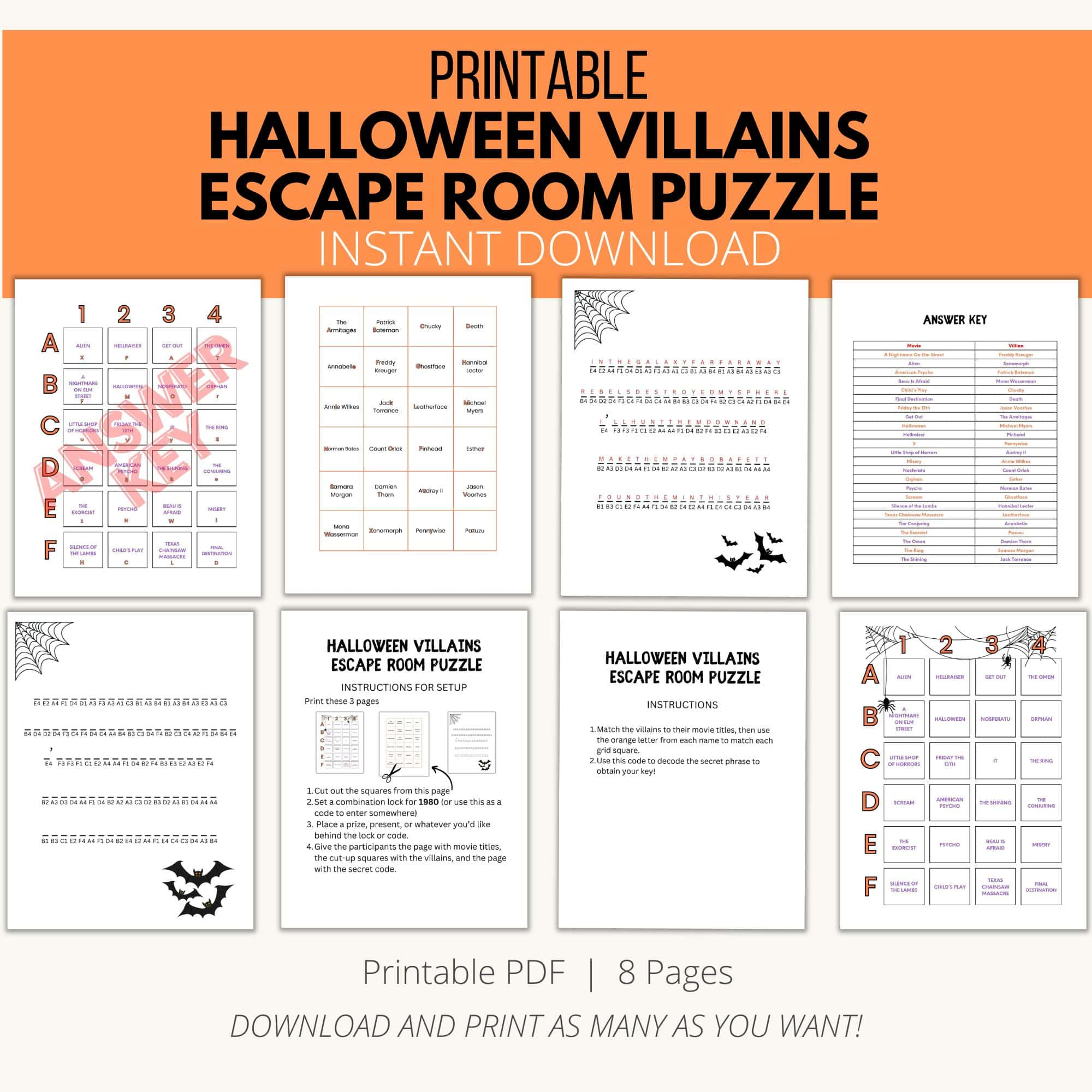 Halloween Villains Escape Room Puzzle - A Spooky Printable Adventure with regard to Free Printable Escape Room Puzzles