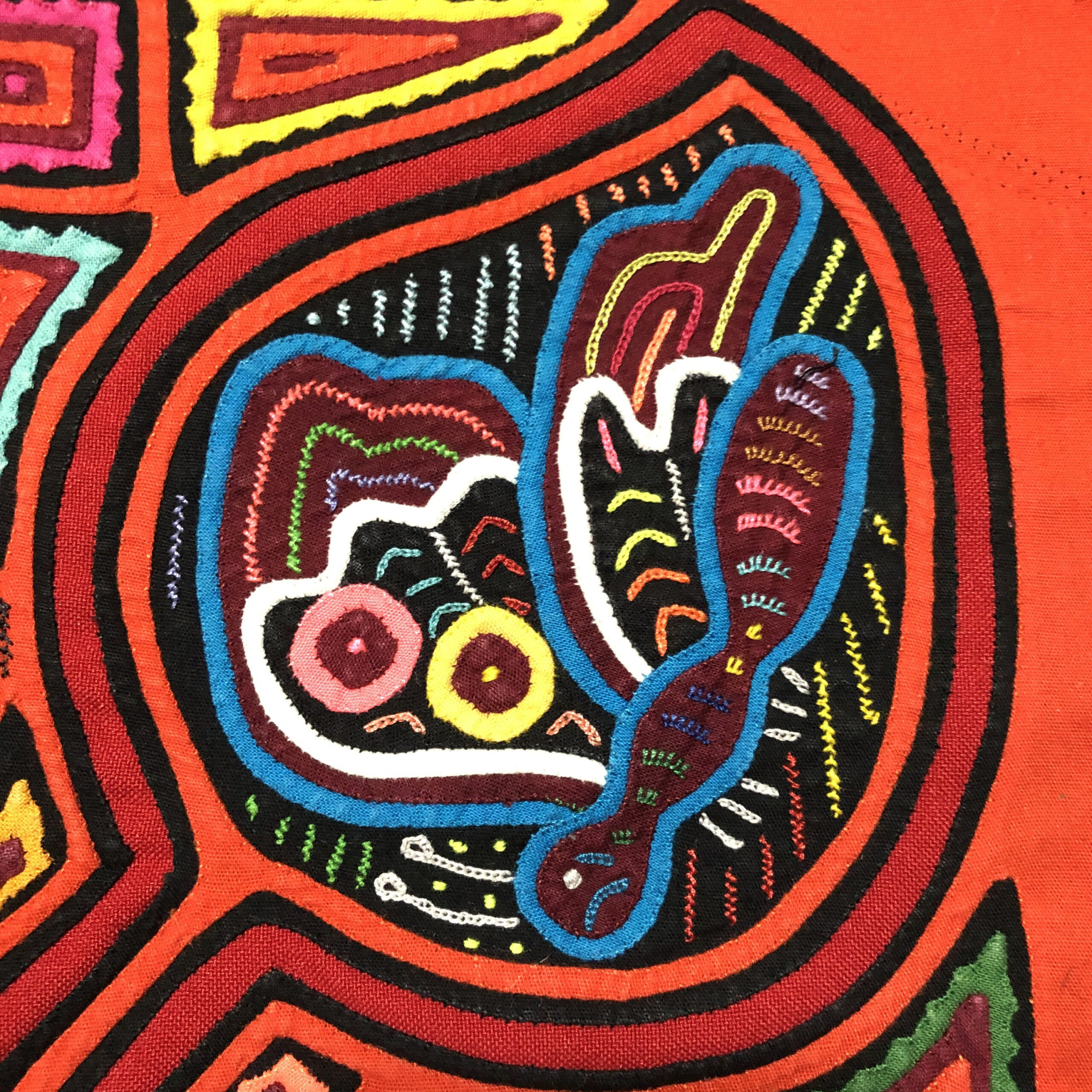 Hand Stitched Kuna Mola Art (Approx. 16” X 12”) within Free Printable Mola Patterns
