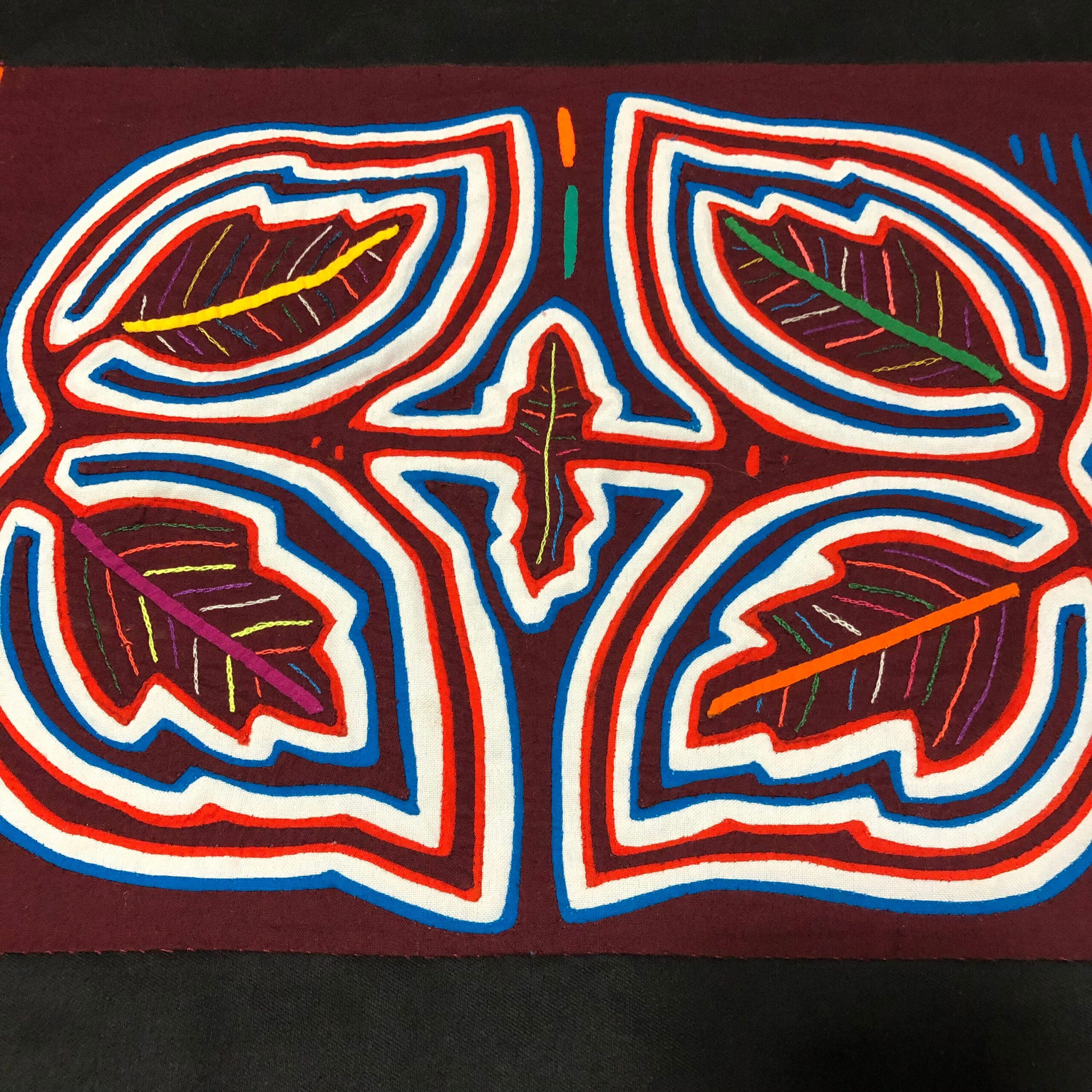 Hand Stitched Kuna Mola Art Table Runner / Partial Coverlet within Free Printable Mola Patterns