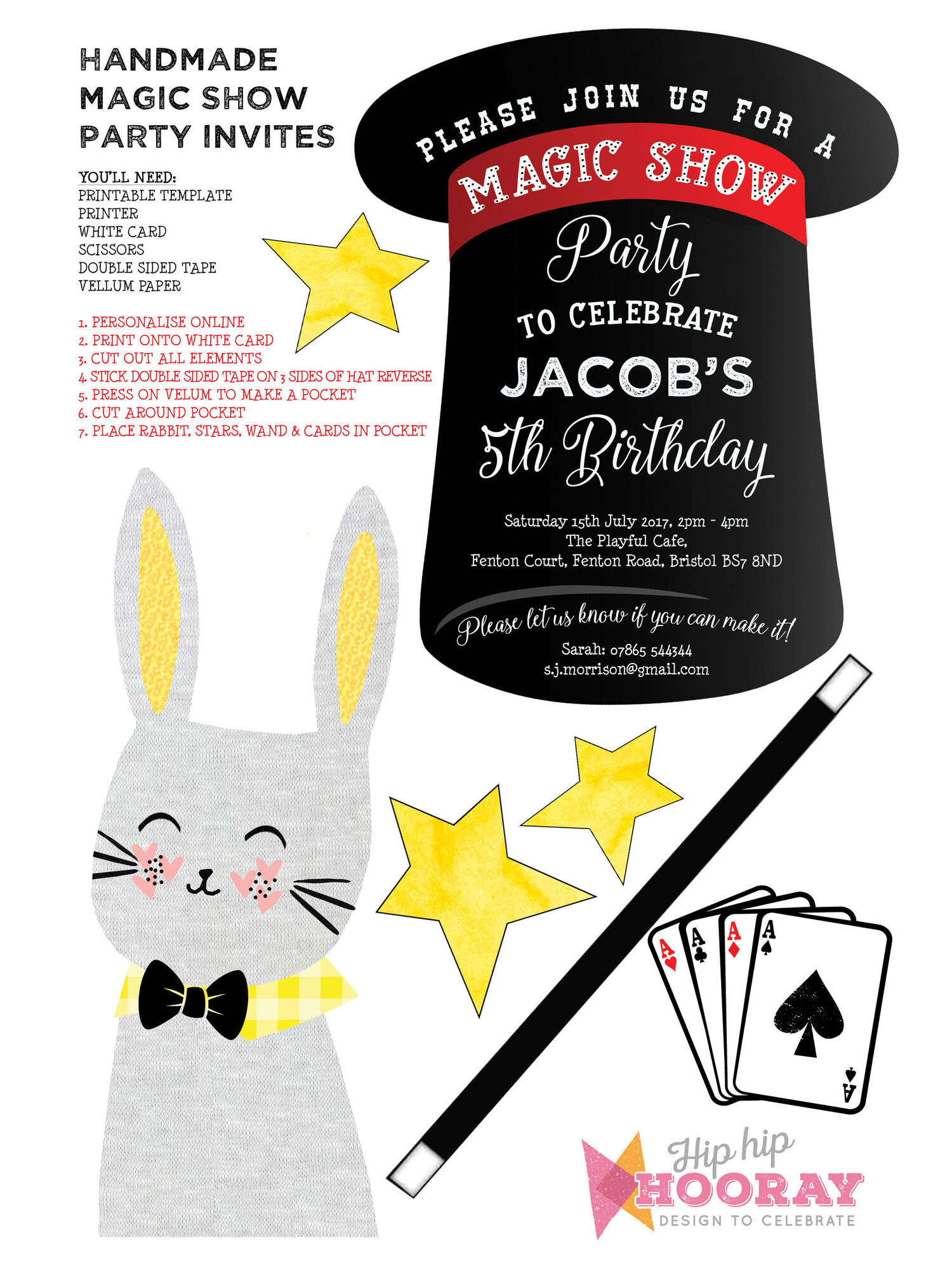 Handmade Magic Show Printable Party Invitation From £0.80 Each in Free Magic Party Printables