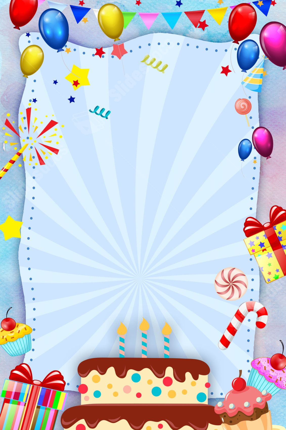 Happy Birthday In Blue Illustrated Style Page Border Background throughout Free Birthday Border Templates For Microsoft Word